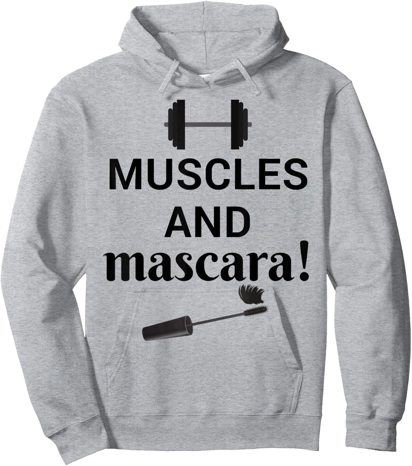 Muscles And Mascara (Weights & Makeup Design) Hoodie - Hoodie | Ash