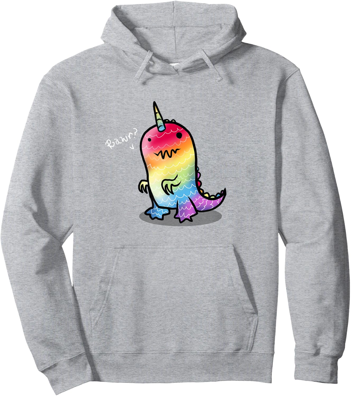 RAWR! | Cute Rainbow Dinosaur Unicorn Shirt Hoodie - Hoodie | Ash
