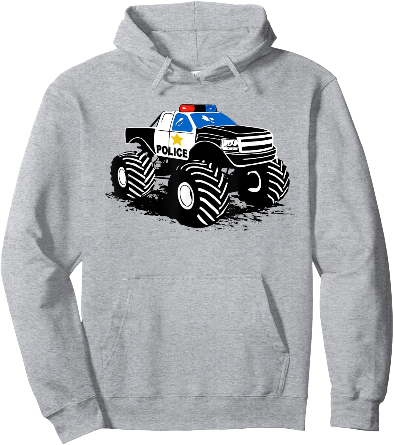Children Crash Police Monster Truck Big Foot Crush Hoodie - Hoodie | Ash