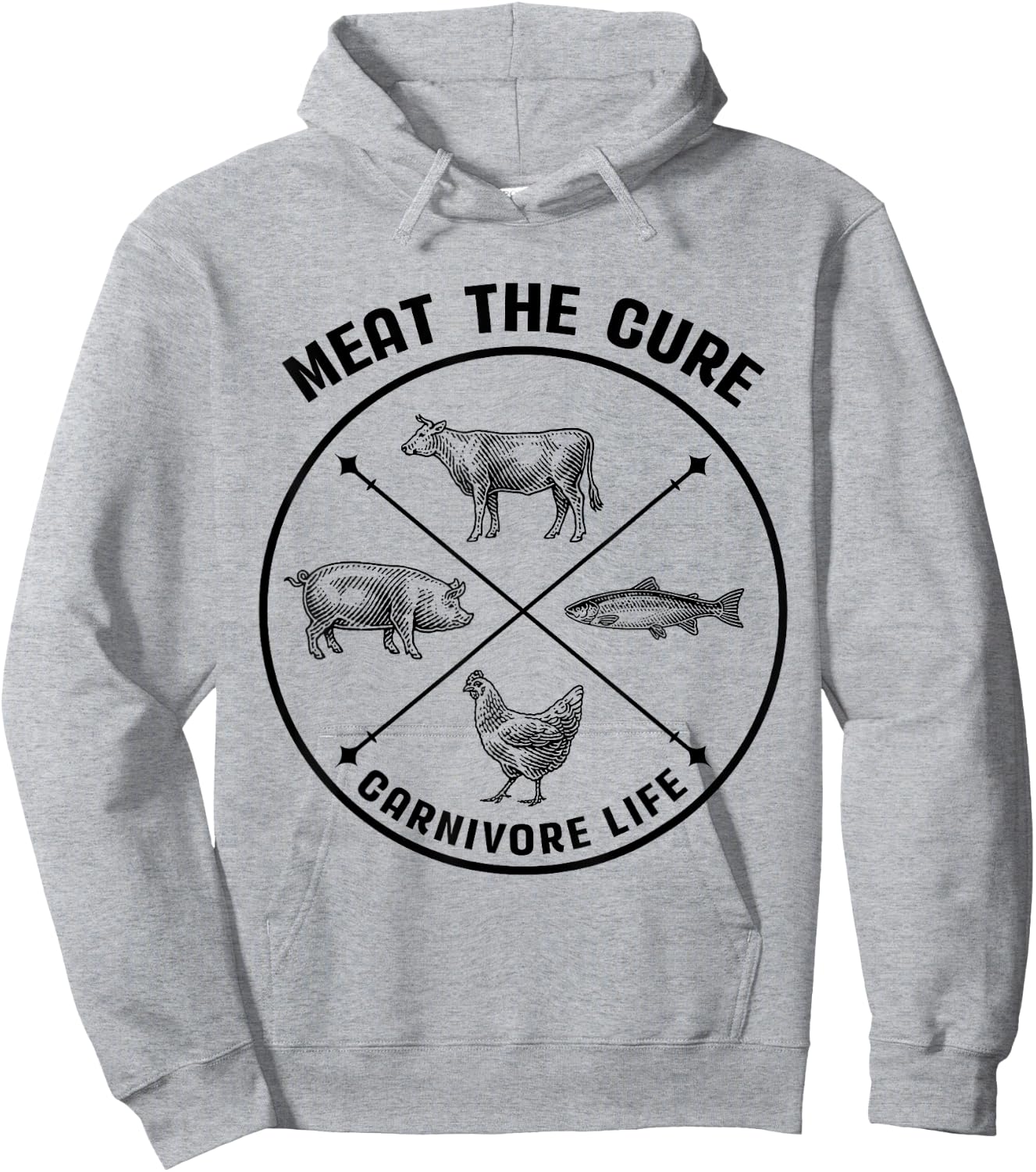 Meat The Cure Carnivore Life Animal Funny Hoodie - Hoodie | Ash