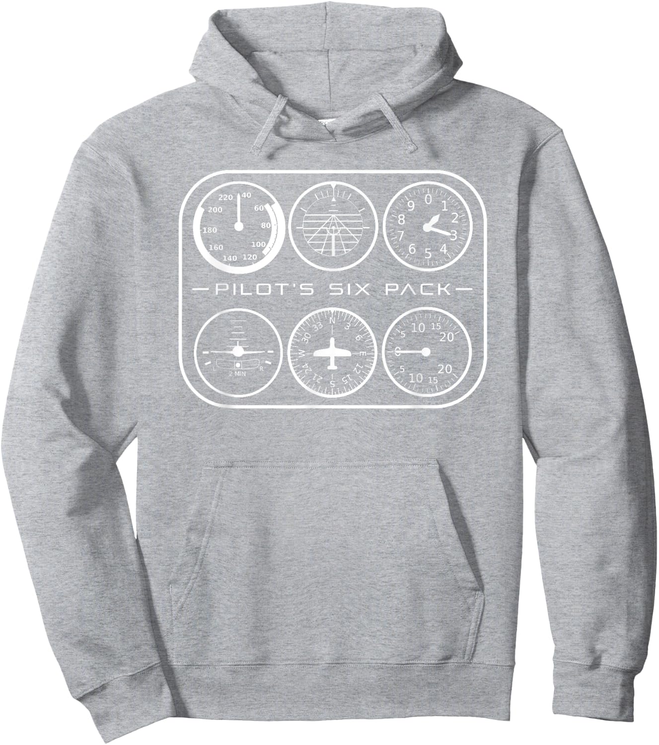 Pilot's Six Pack | Flight Instruments Aviation Shirt Hoodie - Hoodie | Ash