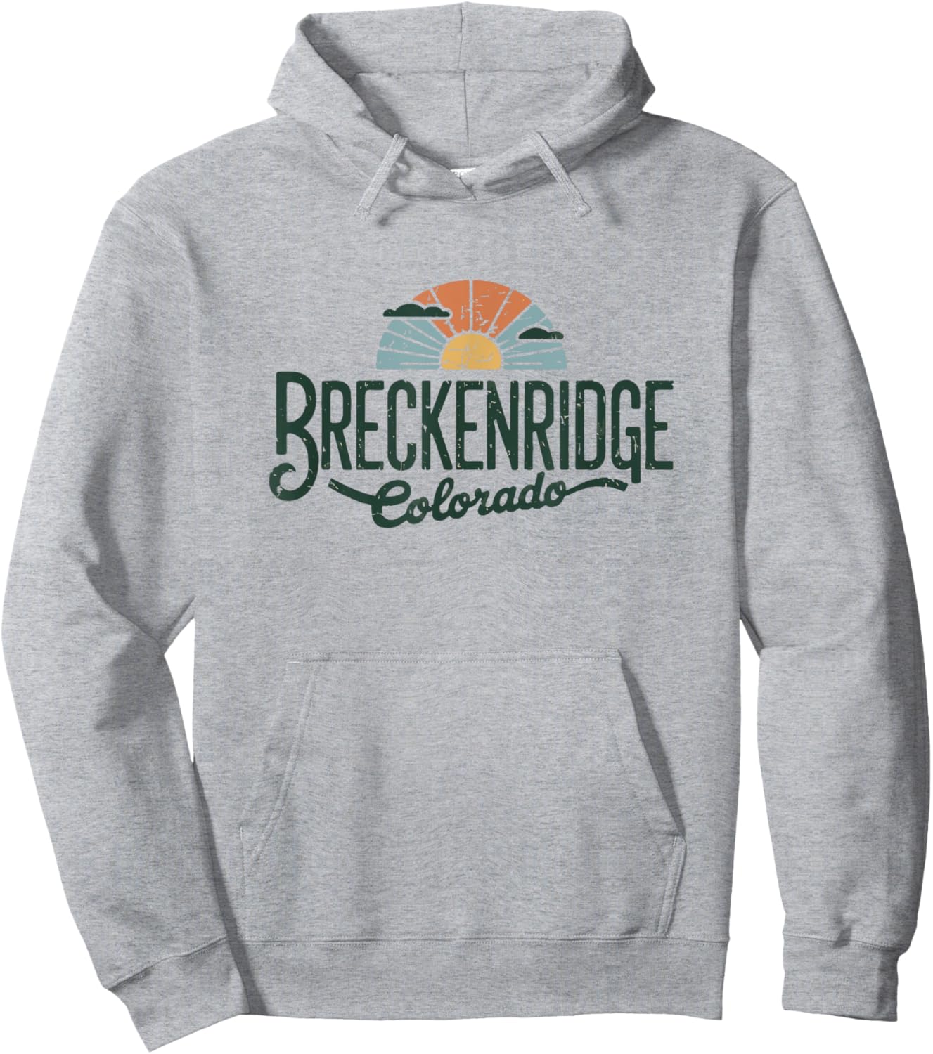 Breckenridge CO Retro Sunset Tourist Travel Gift Hoodie - Hoodie | Ash