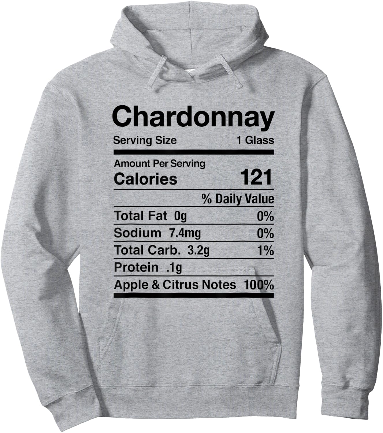 Chardonnay Wine Nutrition Facts Thanksgiving Matching Hoodie - Hoodie | Ash
