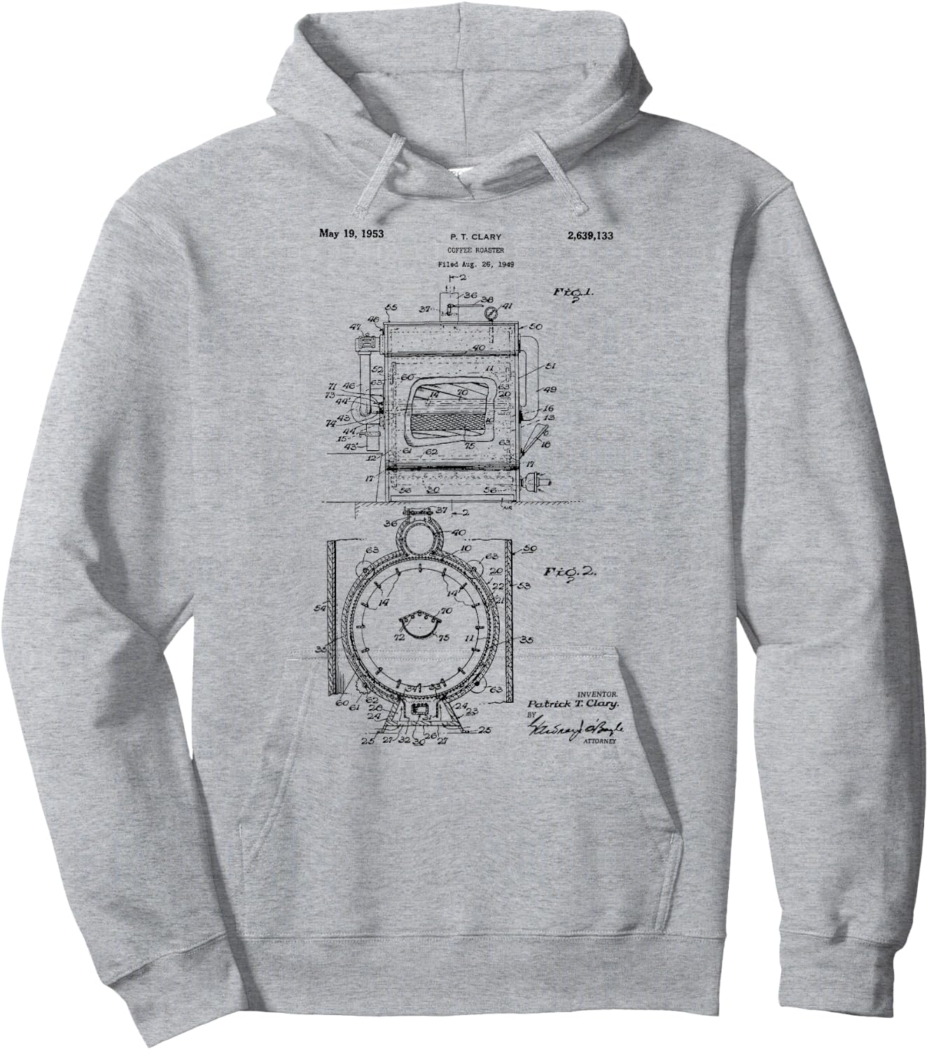 Vintage 1949 Coffee Roaster Patent Print Gift Hoodie - Hoodie | Ash