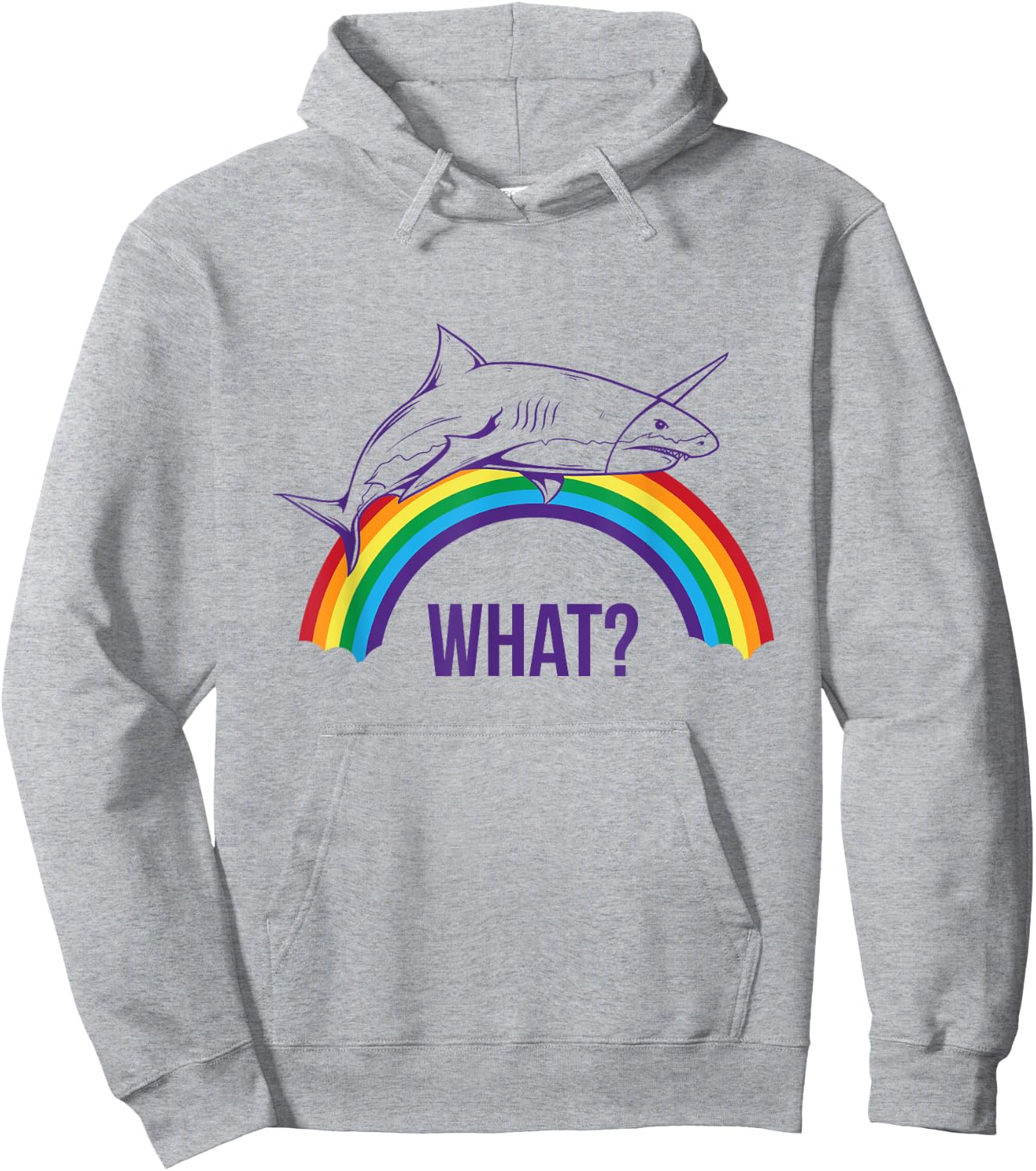 Unicorn Shark "What" Cute Rainbow Pride Graphic Hoodie - Hoodie | Ash