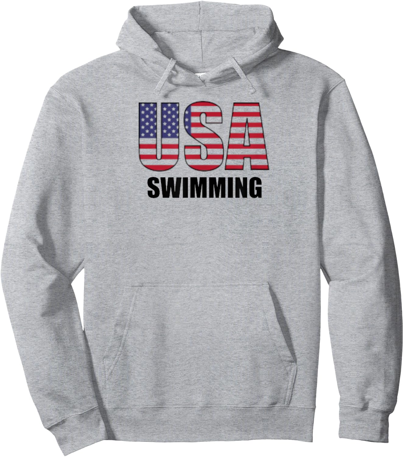 USA Swimming American Flag Team Sport Support T Shirt Hoodie - Hoodie | Ash