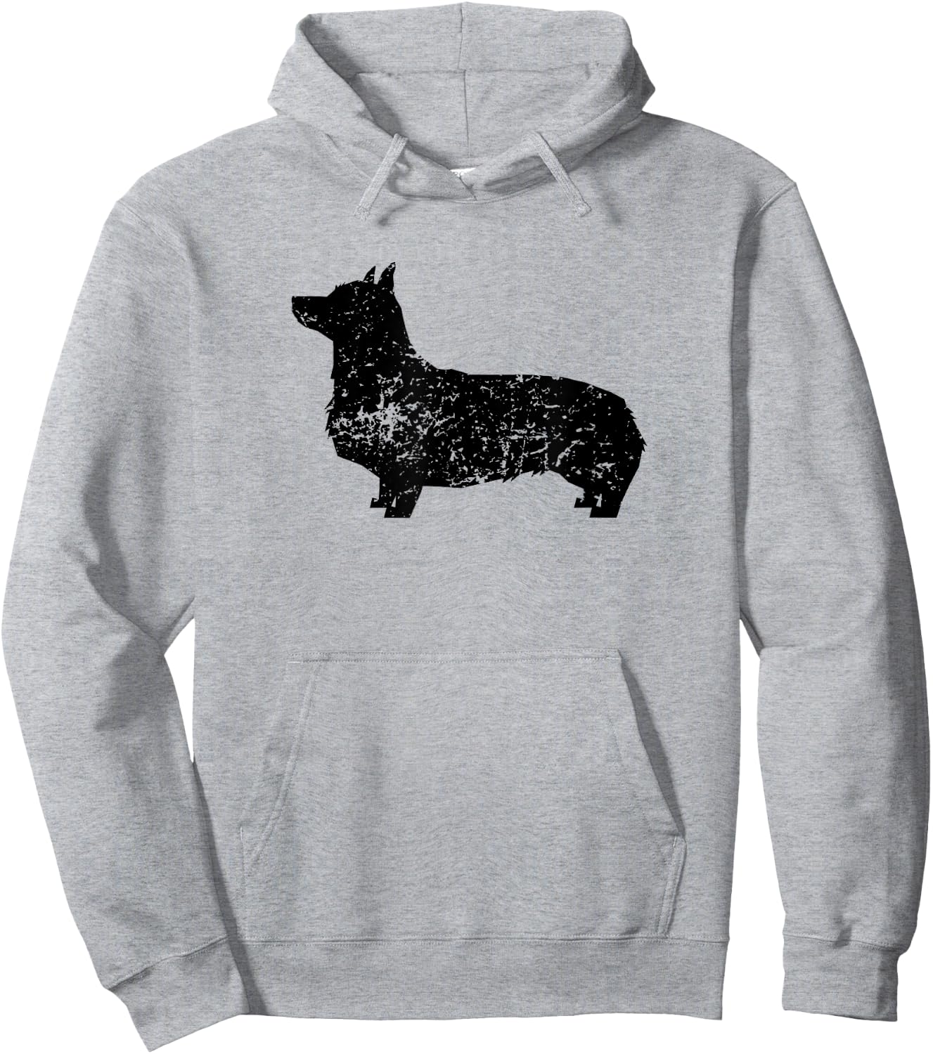 Distressed Corgi Silhouette Dog Owner Hoodie - Hoodie | Ash