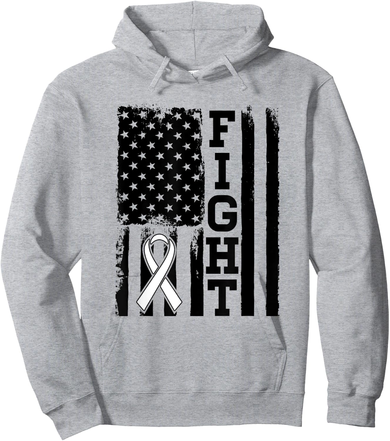 Fight Flag - Lung Cancer Shirt Gift Lung Cancer Fighter Hoodie - Hoodie | Ash