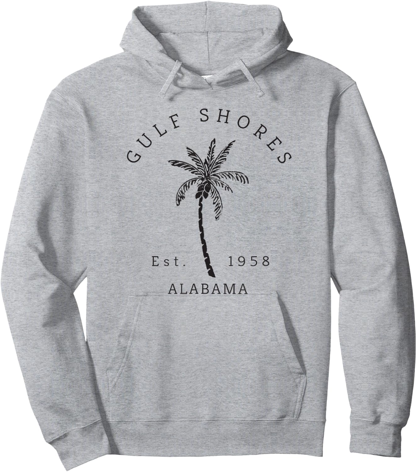 Retro Cool Gulf Shores Vintage Palm Tree Novelty Art Hoodie - Hoodie | Ash