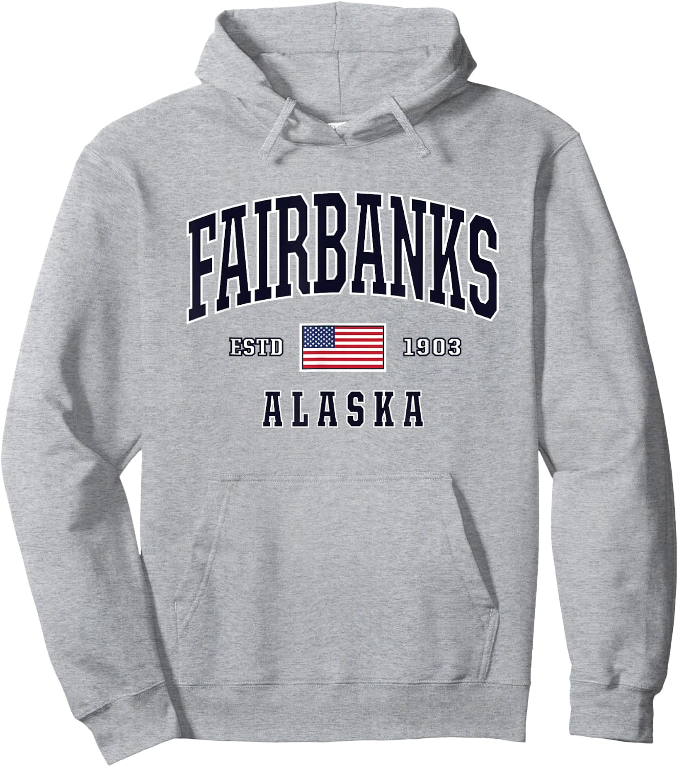 USA FLAG Stars & Stripes Fairbanks Alaska Women Kids Men Hoodie - Hoodie | Ash