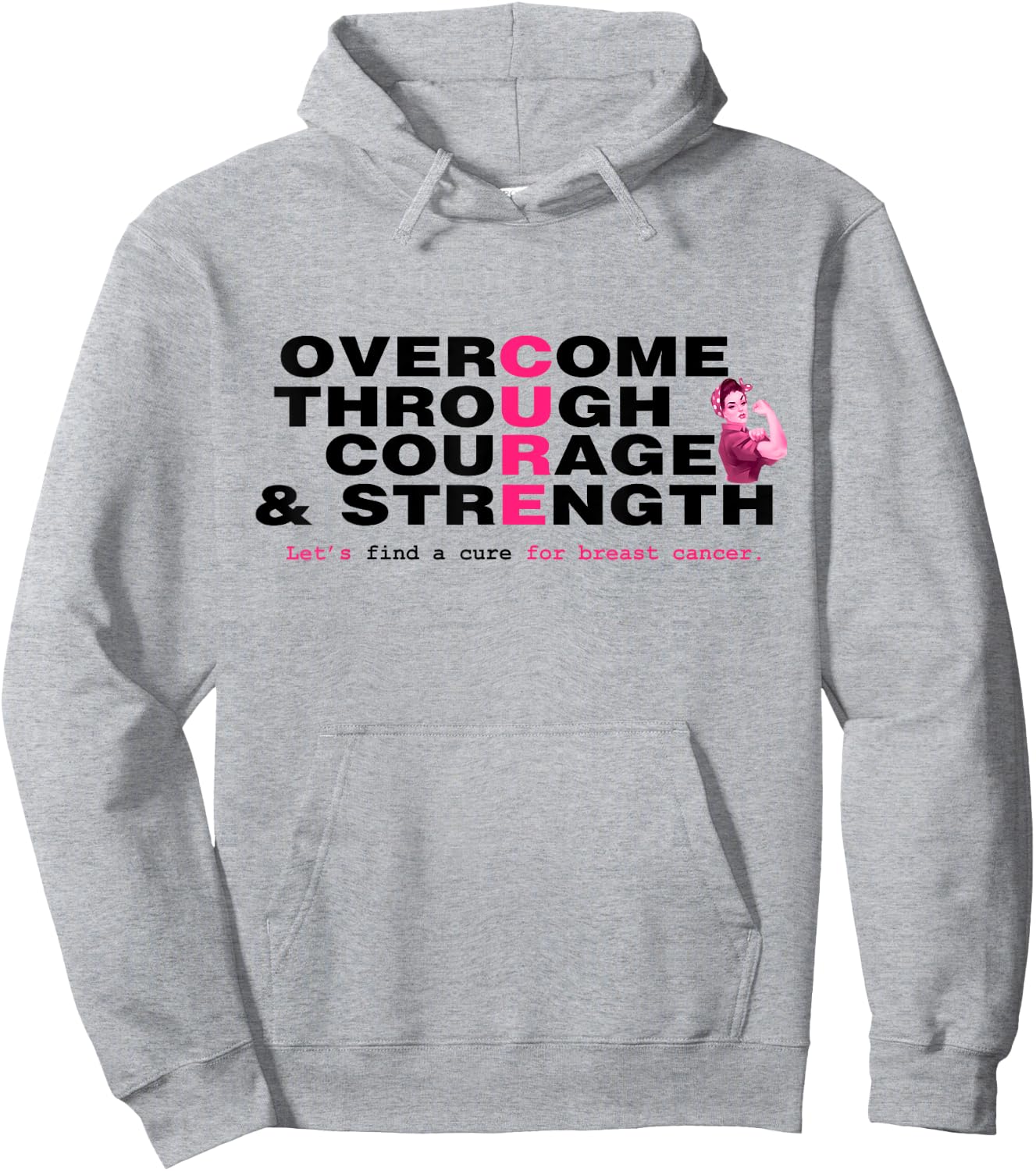 Pinktober Breast Cancer Awareness Cure inspire ladies Hoodie - Hoodie | Ash