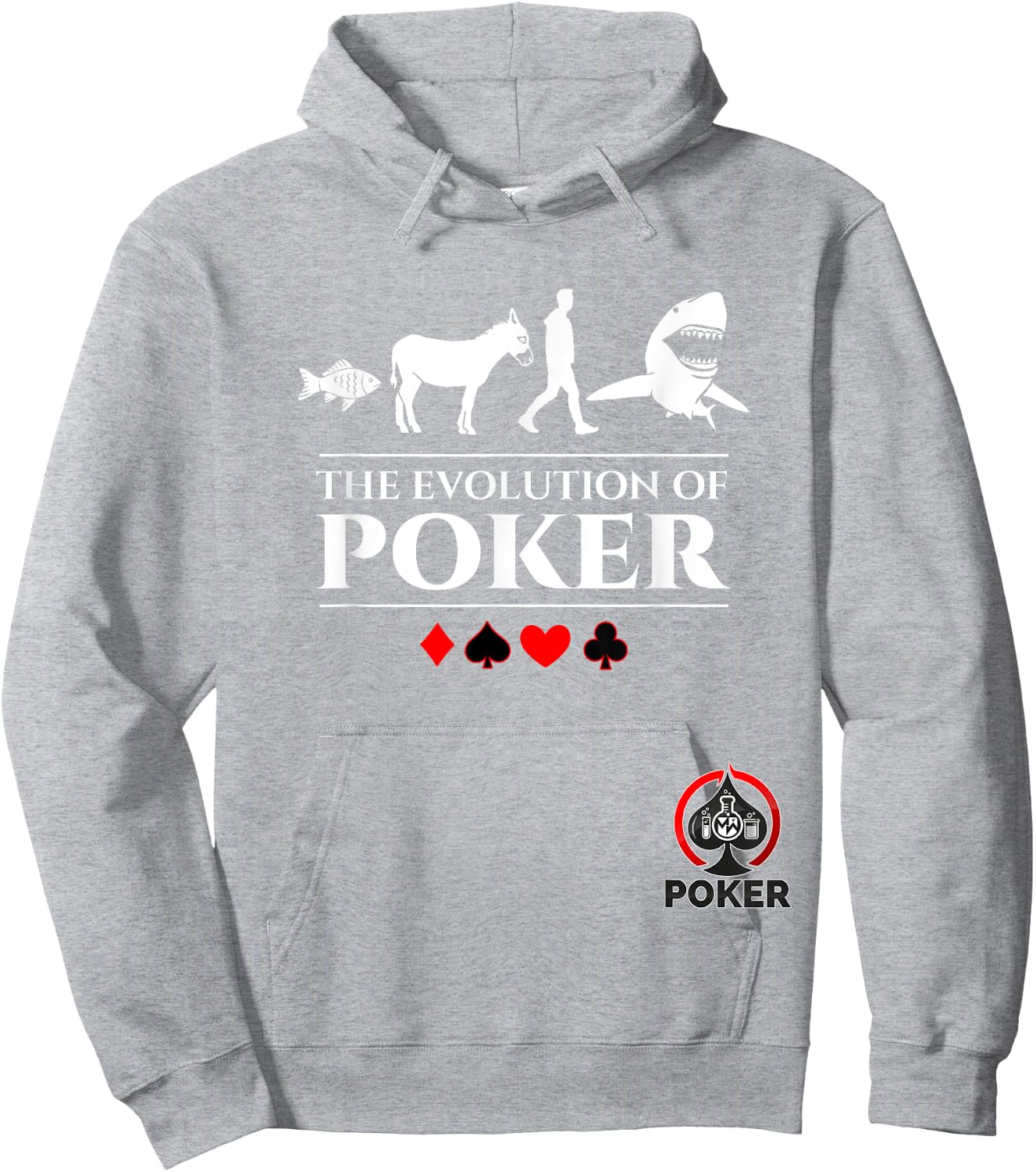 The Evolution of Poker Fish Donkey Man Card Shark Hoodie - Hoodie | Ash