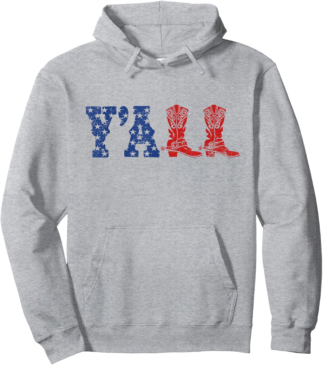 Y'ALL American Flag Western Country Cowgirl Hoodie - Hoodie | Ash