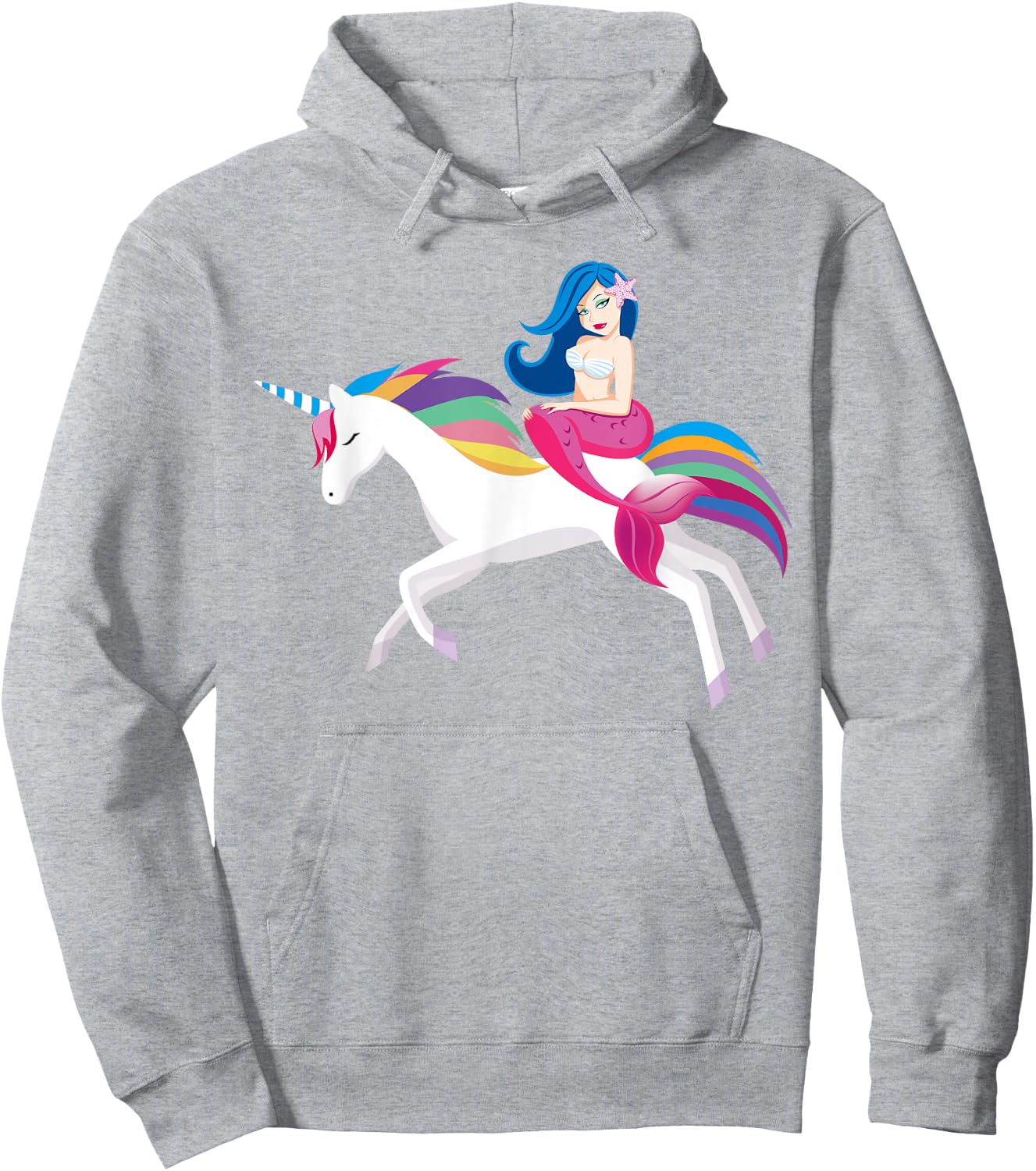 Unicorn Mermaid - Funny Mermaid Riding Unicorn T Shirt Hoodie - Hoodie | Ash