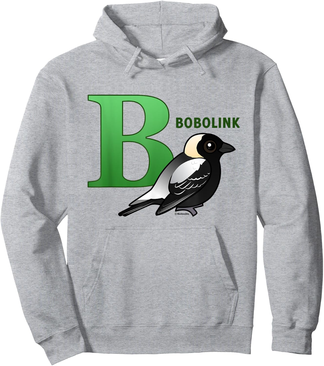 B is for Bobolink Cute Cartoon Bird Design | Bird Alphabet Hoodie - Hoodie | Ash
