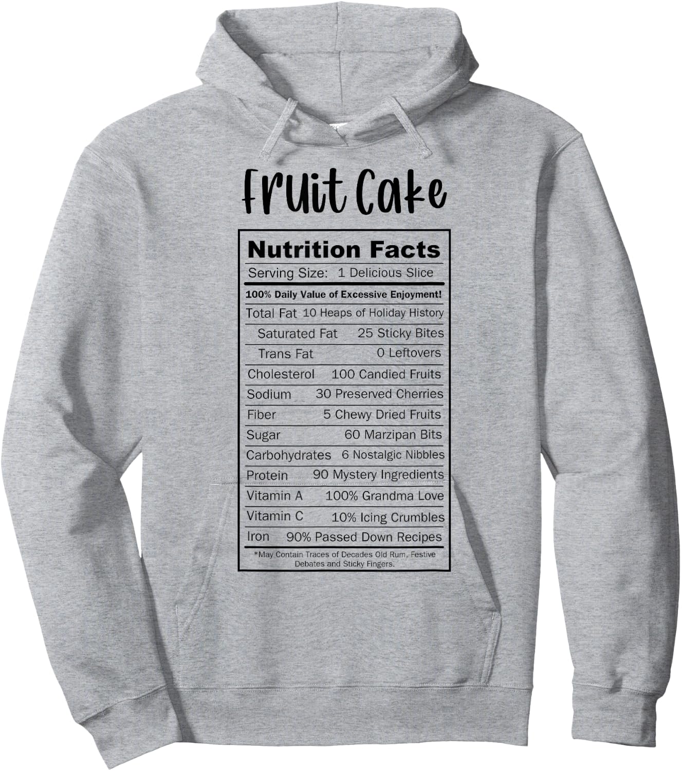 Fruit Cake Ingredients Funny Food Label Halloween Costume Hoodie - Hoodie | Ash