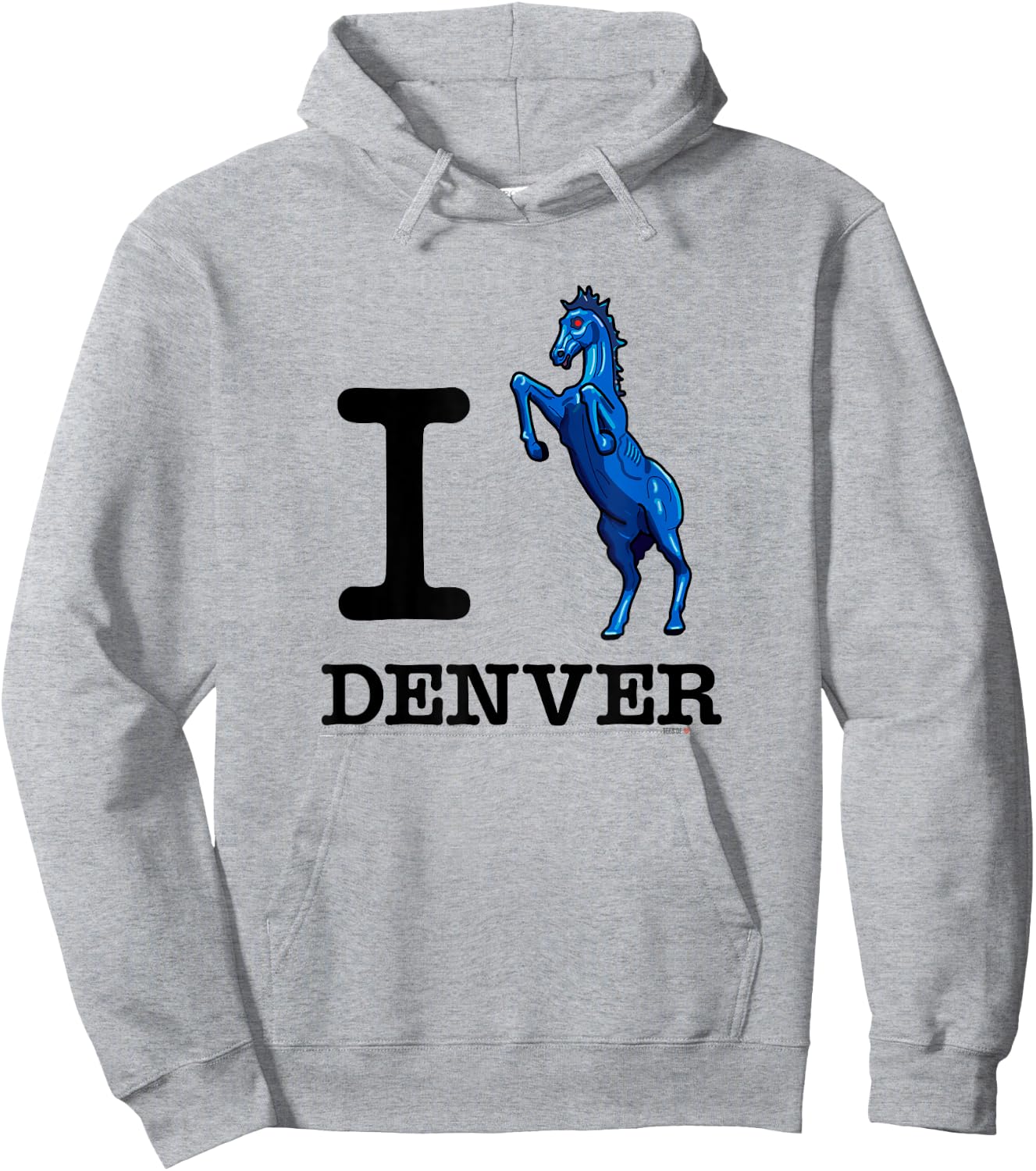 I Love Denver Blucifer Evil Blue Horse Shirt Hoodie - Hoodie | Ash