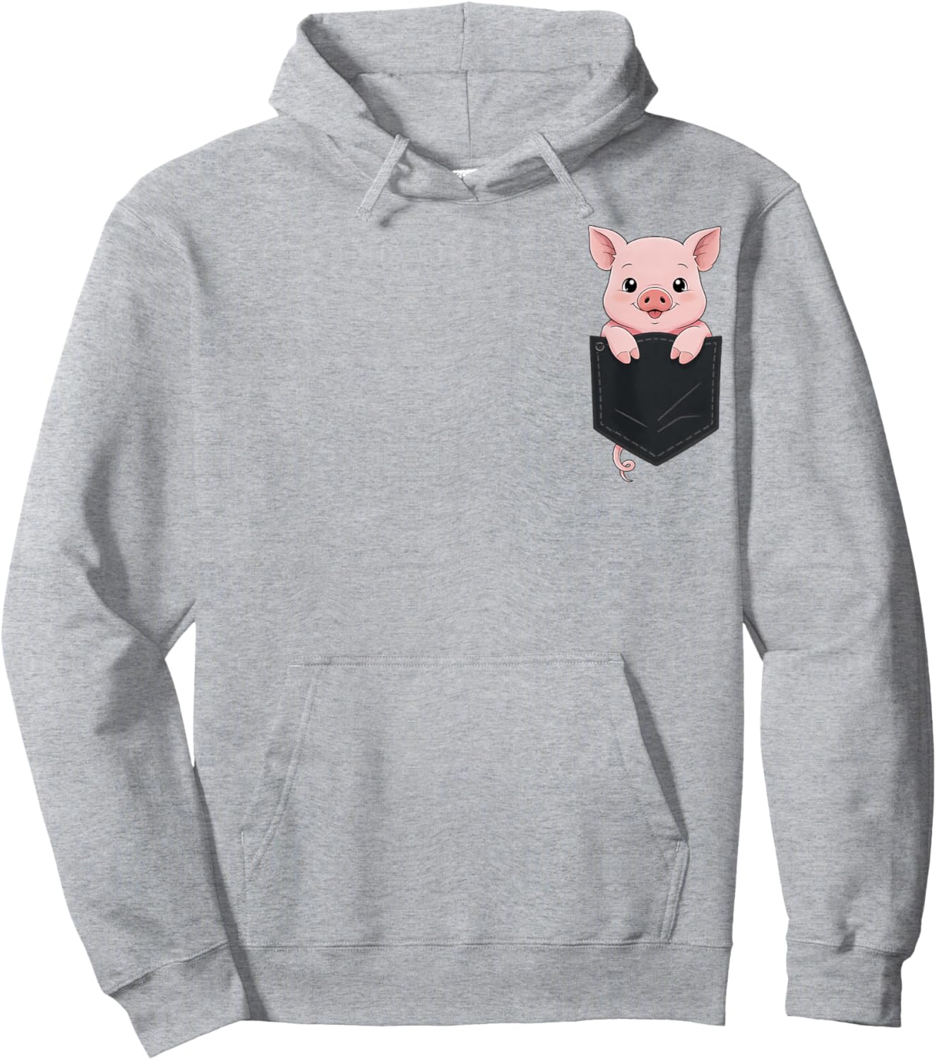 Pig in Pocket Cute Peeking Funny Hoodie - Hoodie | Ash