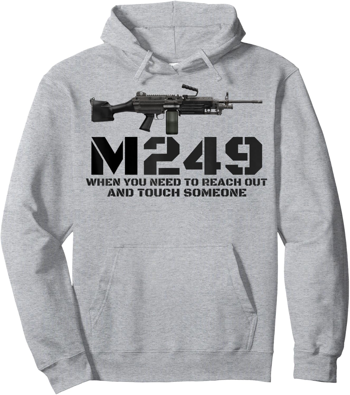 M249 Machine Gun Love 2nd Amendment Adult Pro Gun Army Hoodie - Hoodie | Ash
