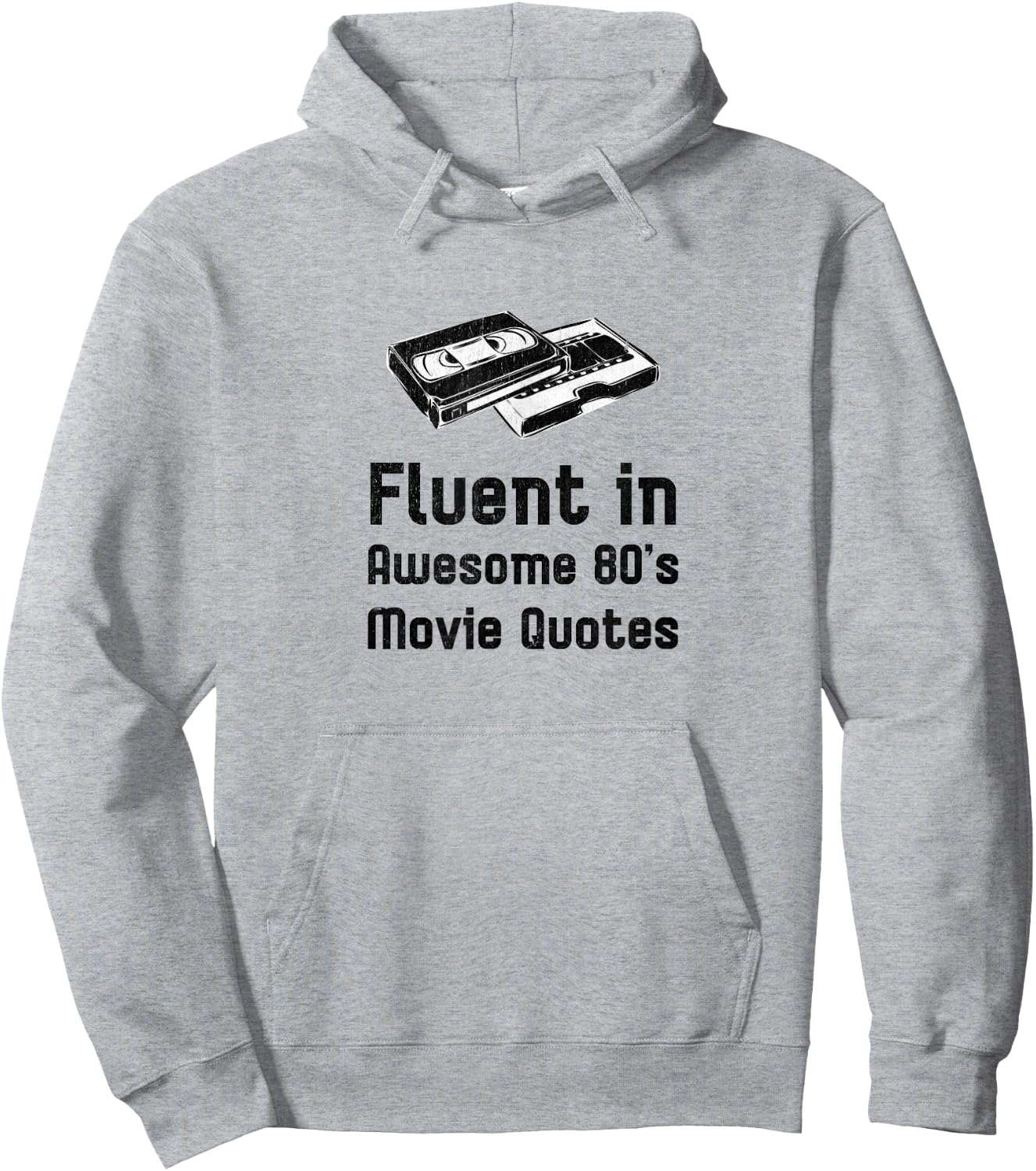 Retro 80's Fluent in Awesome 80's Movie Quotes VCR Vintage Hoodie - Hoodie | Ash
