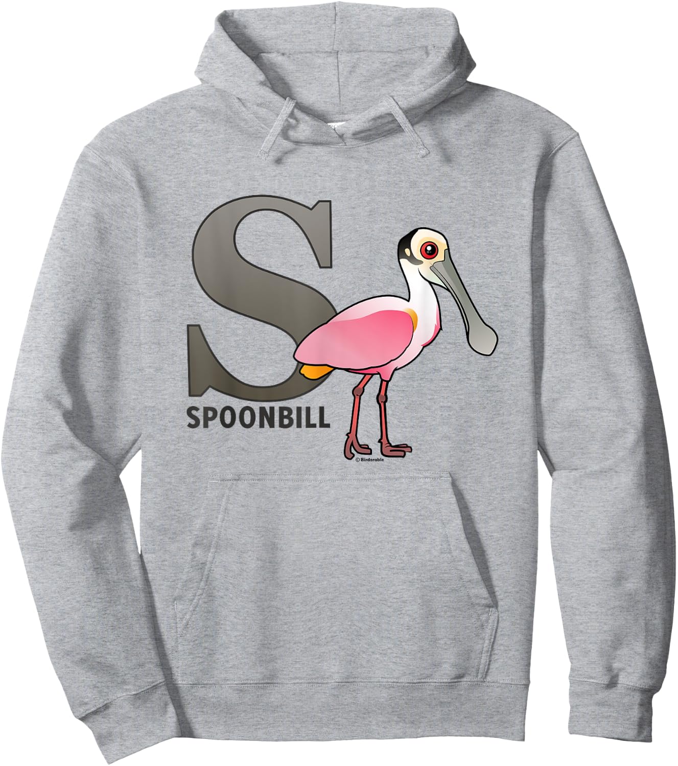 S is for Spoonbill Cute Cartoon Bird Alphabet Gift Hoodie - Hoodie | Ash