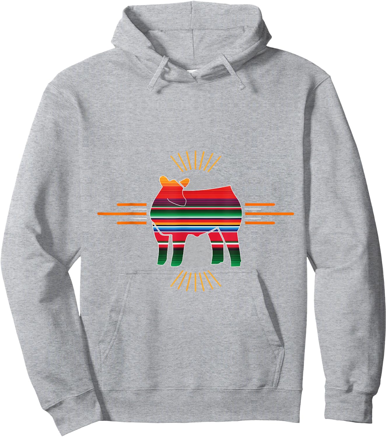 Serape Show Steer Livestock Shirt Hoodie - Hoodie | Ash