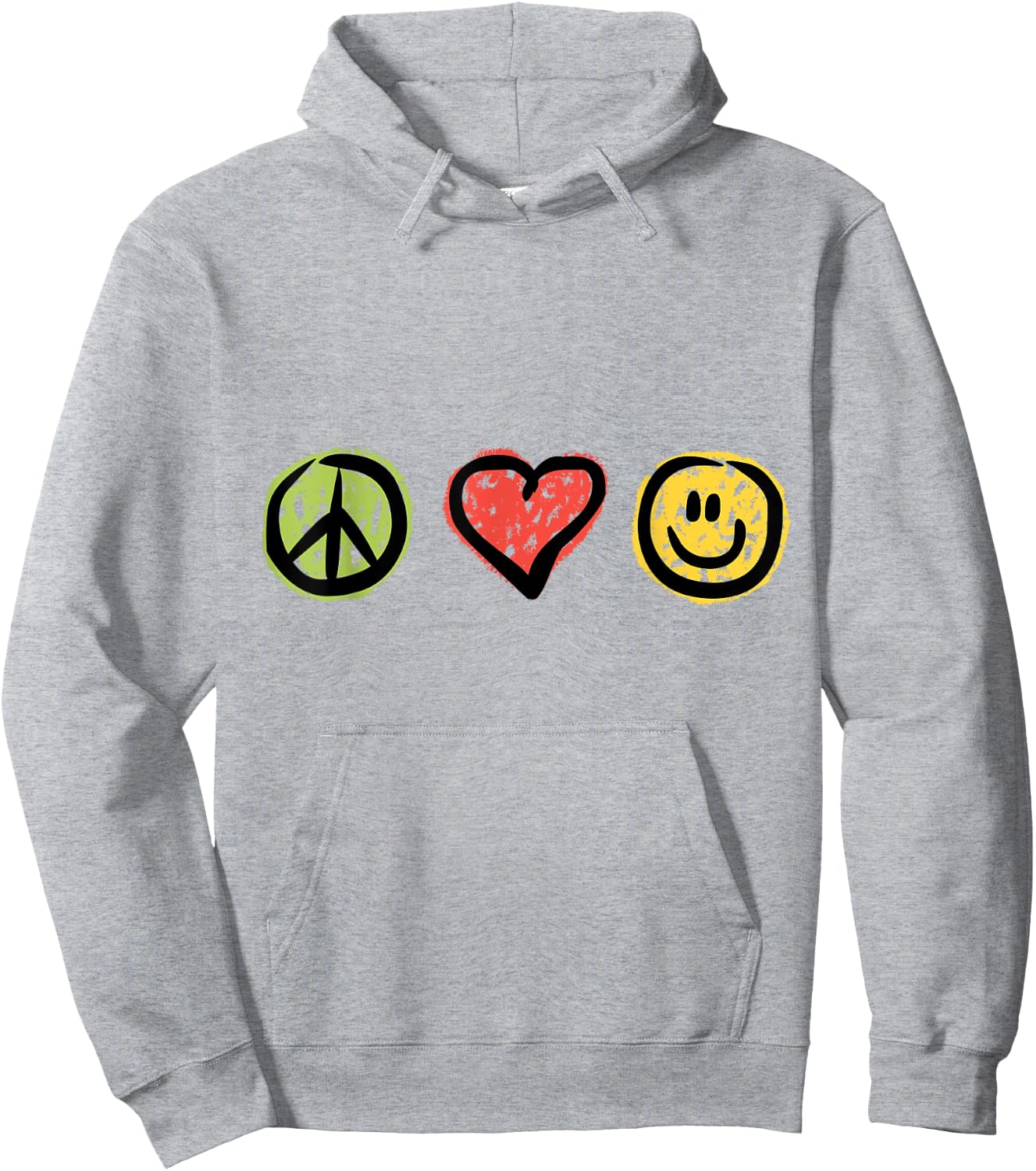 Peace Love Happiness Positive Message Symbols Hoodie - Hoodie | Ash