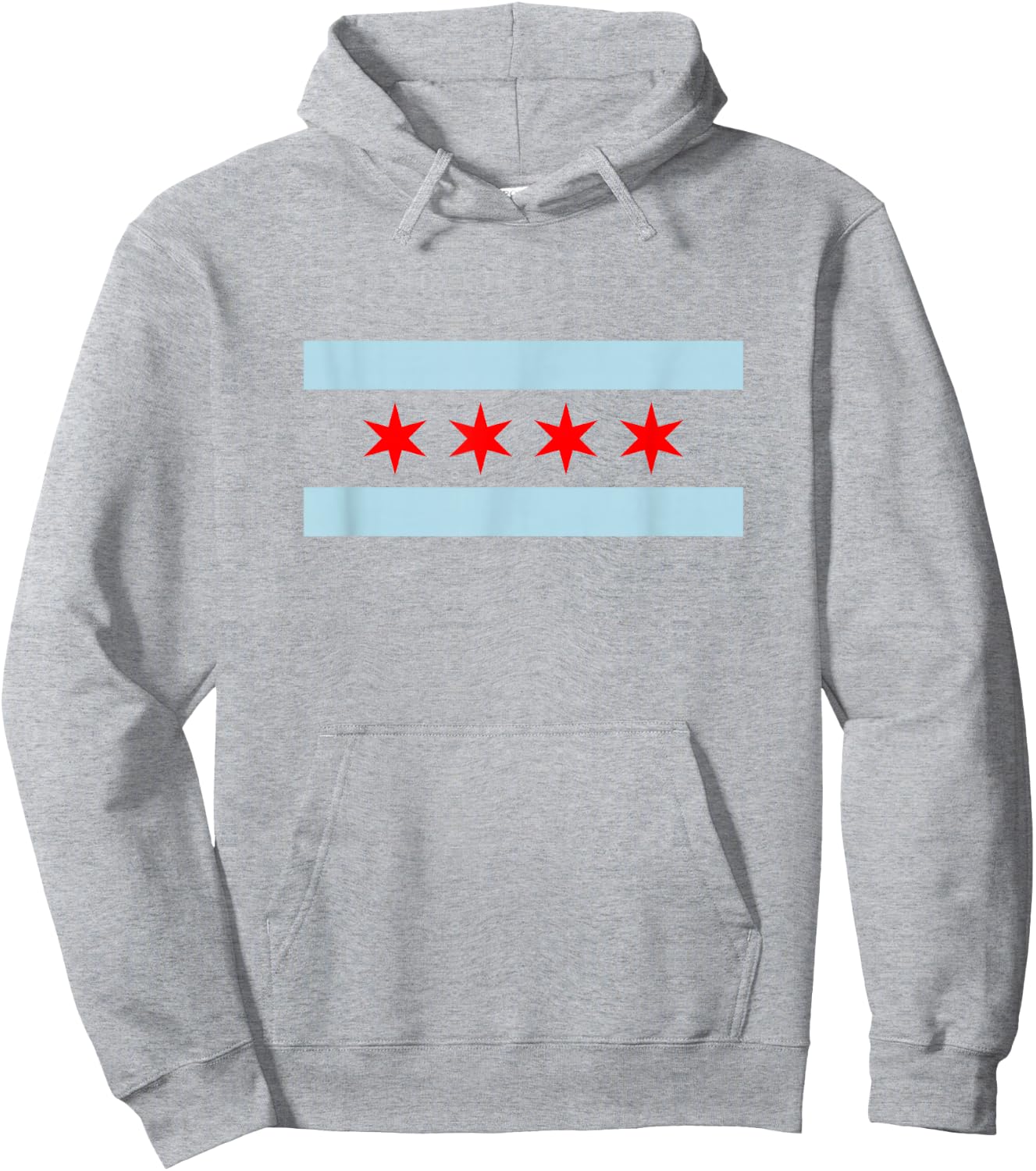 Sweet Chicago Flag Red Six Pointed Stars Hoodie - Hoodie | Ash