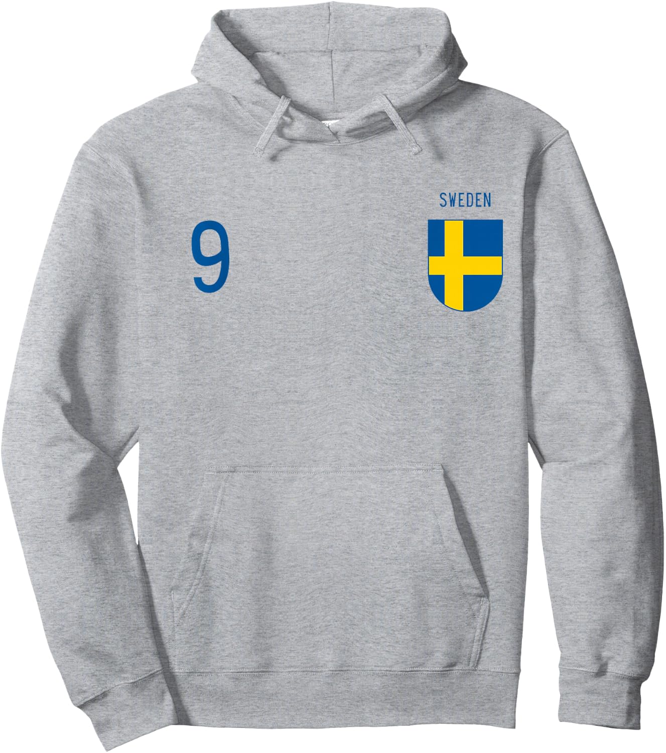 Sweden Number 9 Swedish Jersey Football Vintage Replica Hoodie - Hoodie | Ash