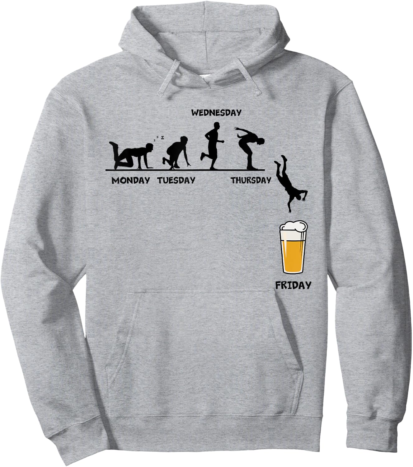 Monday Tuesday Wednesday Thursday Friday Funny Beer Drinking Hoodie - Hoodie | Ash