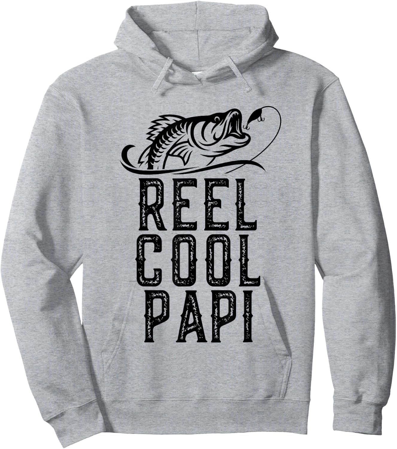 Reel Cool Papi Fishing Fisherman Funny Grandpa Retro Hoodie - Hoodie | Ash
