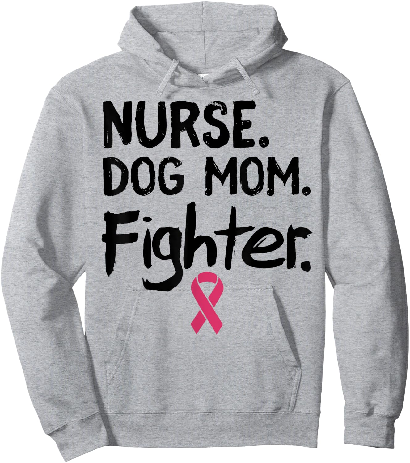 Nurse Dog Mom Fighter Shirt Breast Cancer Support Gift Men Women Hoodie - Hoodie | Ash