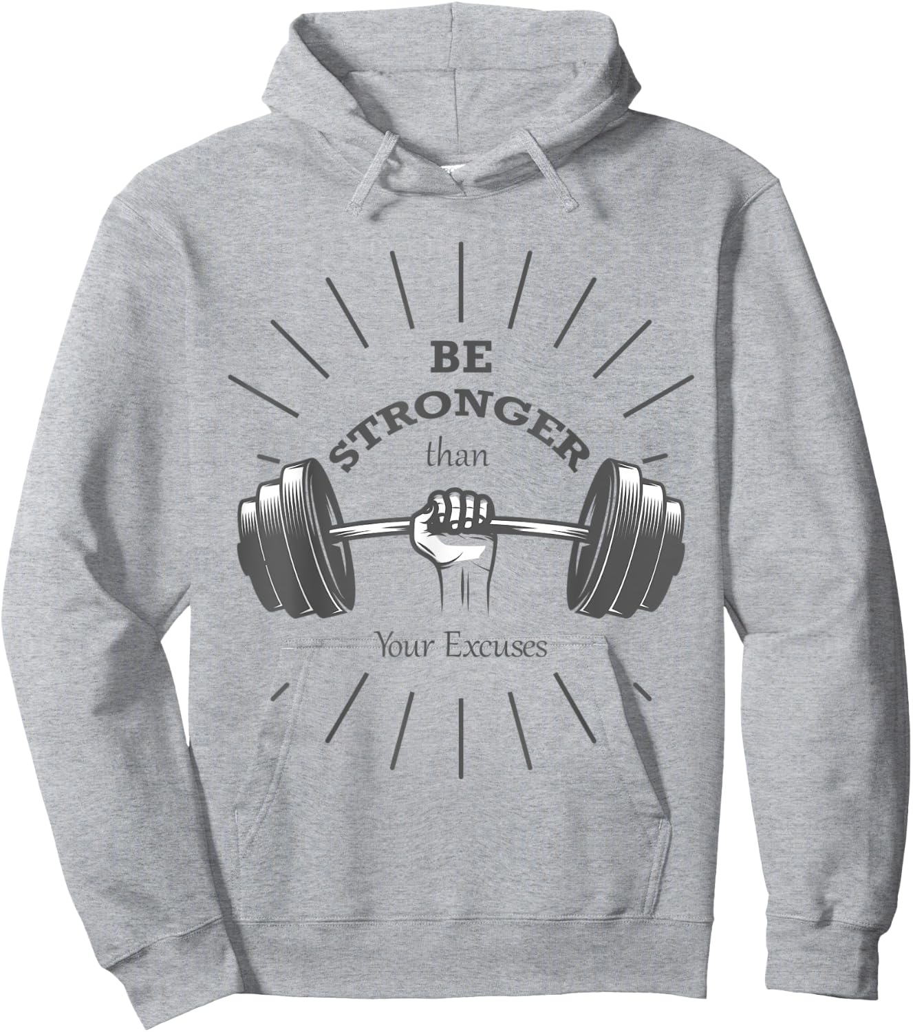 Fitness - Be stronger than your excuses- Gym Hoodie - Hoodie | Ash