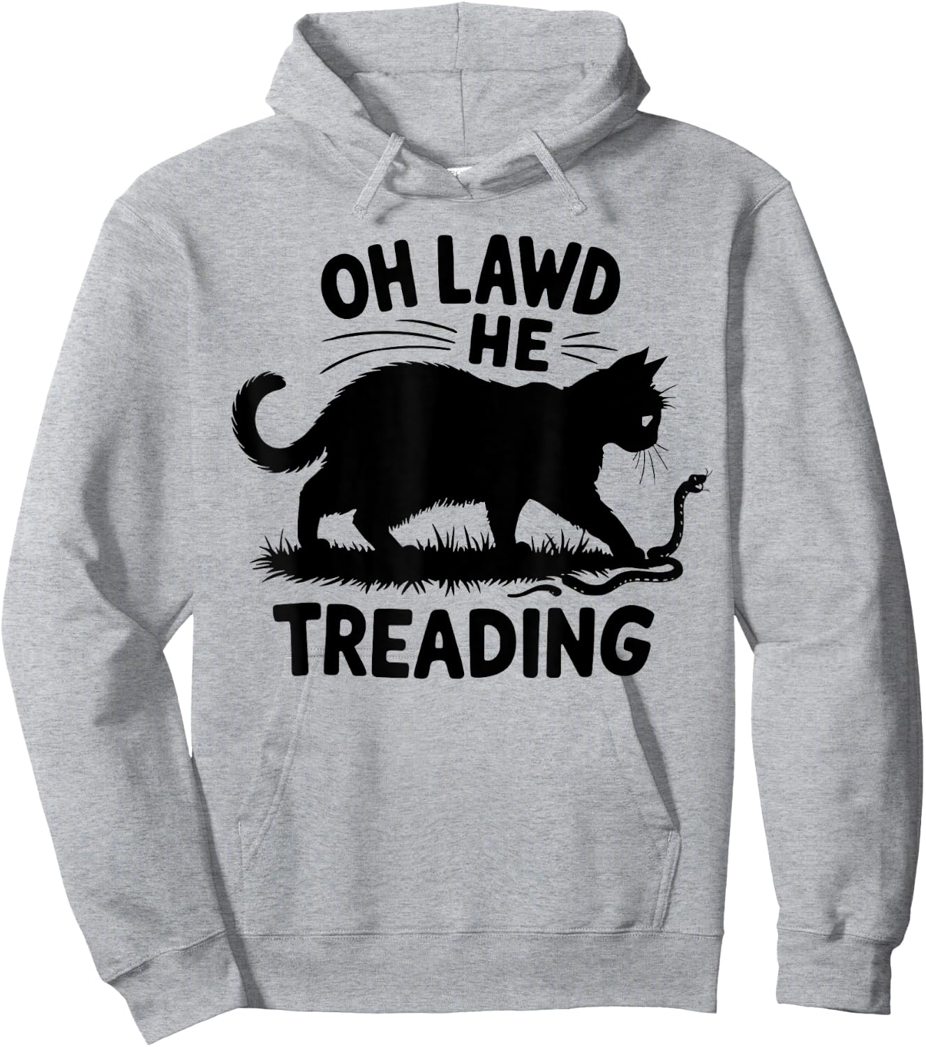 Oh Lawd He Treading Funny Fat Cat Lover Funny Memes Cat Mom Men Women Hoodie - Hoodie | Ash