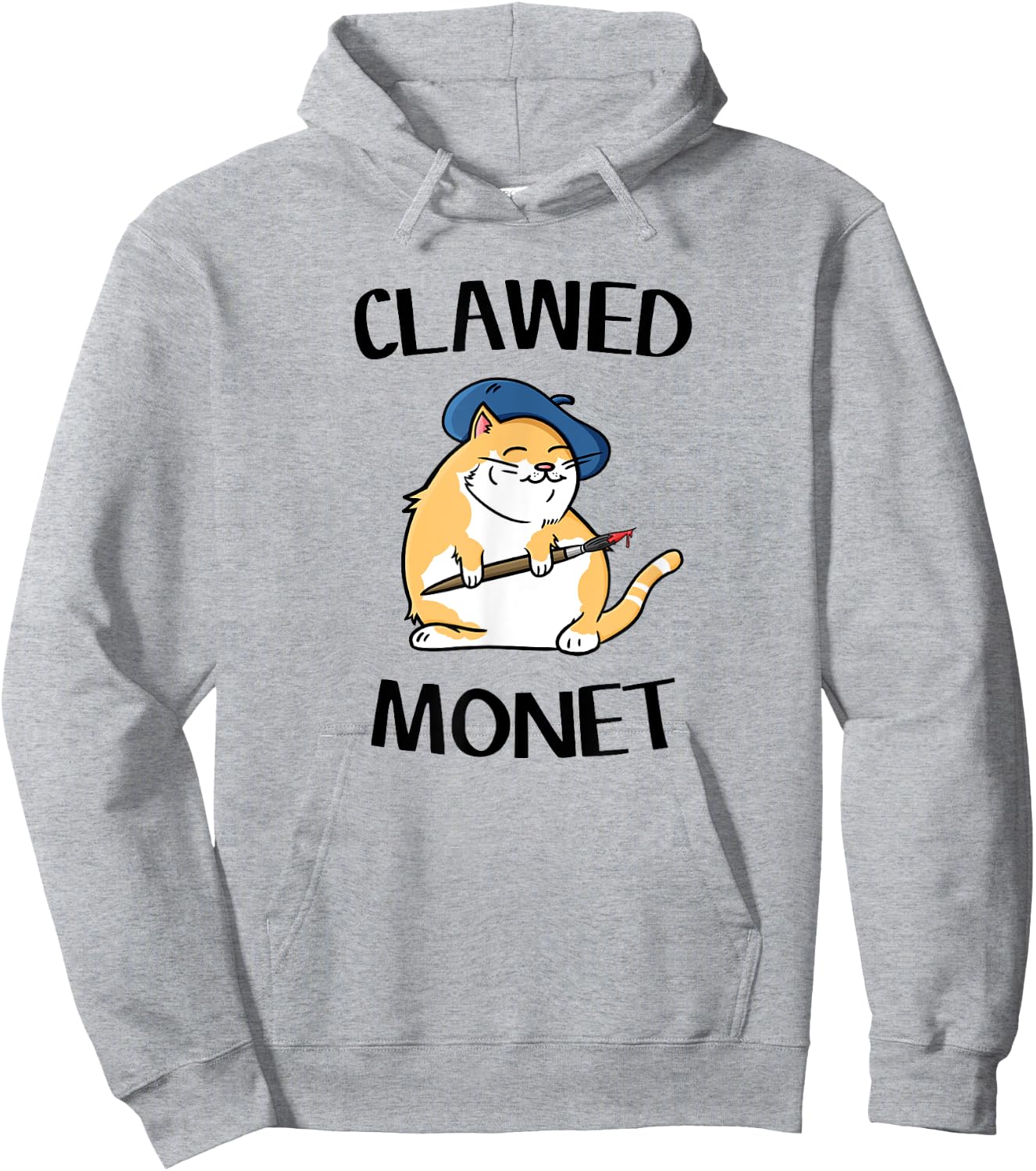 Funny Cat - French Artist Painting Clawed Monet Men Women Girls Kids Hoodie - Hoodie | Ash