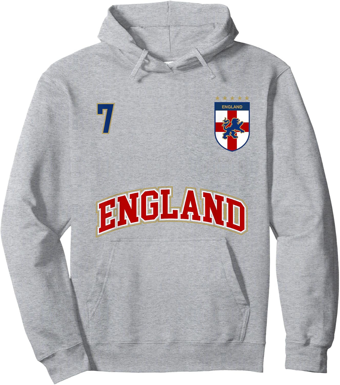 England Football Team Shirt Number 7 + BACK English Flag Hoodie - Hoodie | Ash