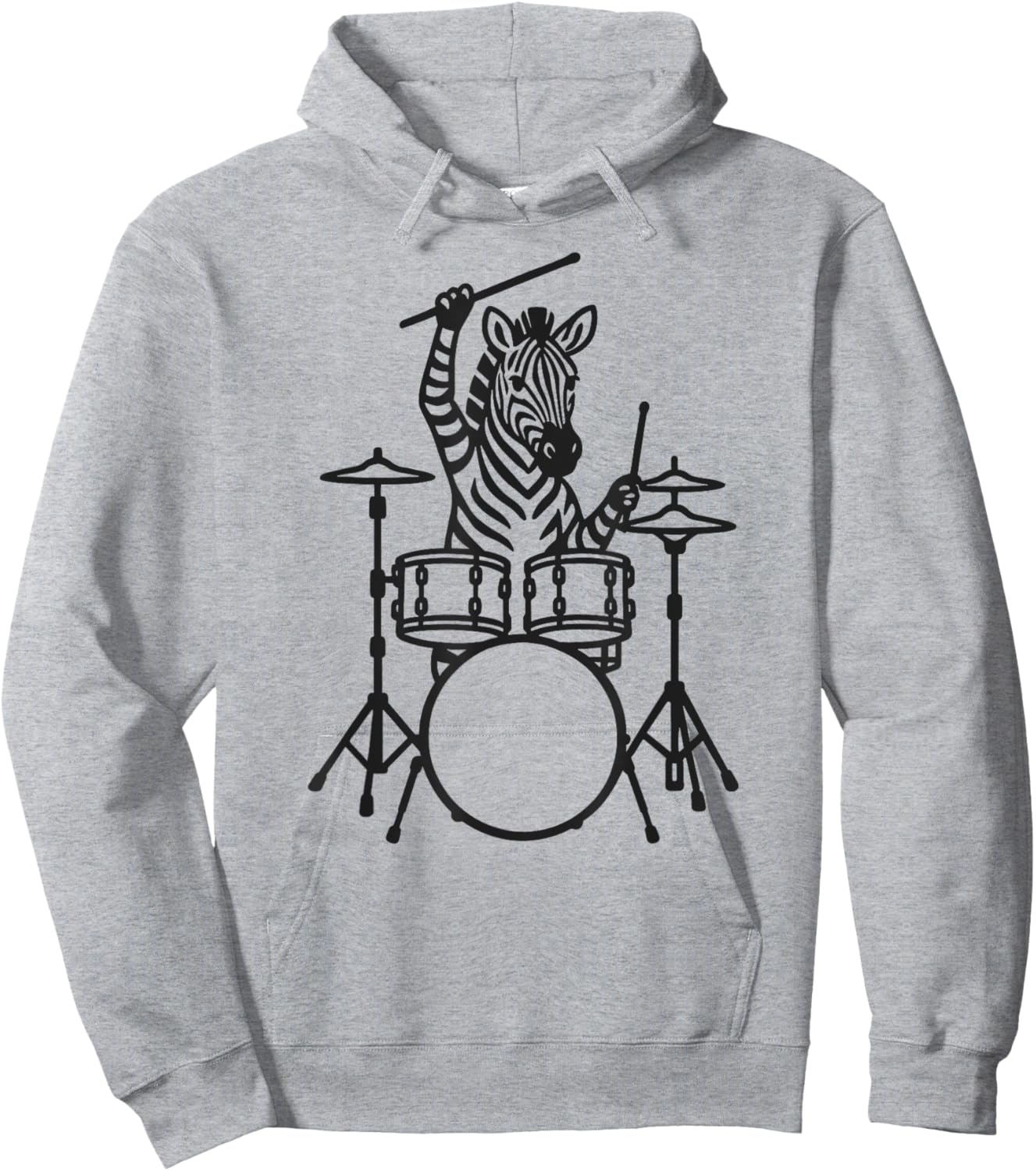 Funny Zebra Drummer Drumming Drums Music Lover Boys Girls Hoodie - Hoodie | Ash
