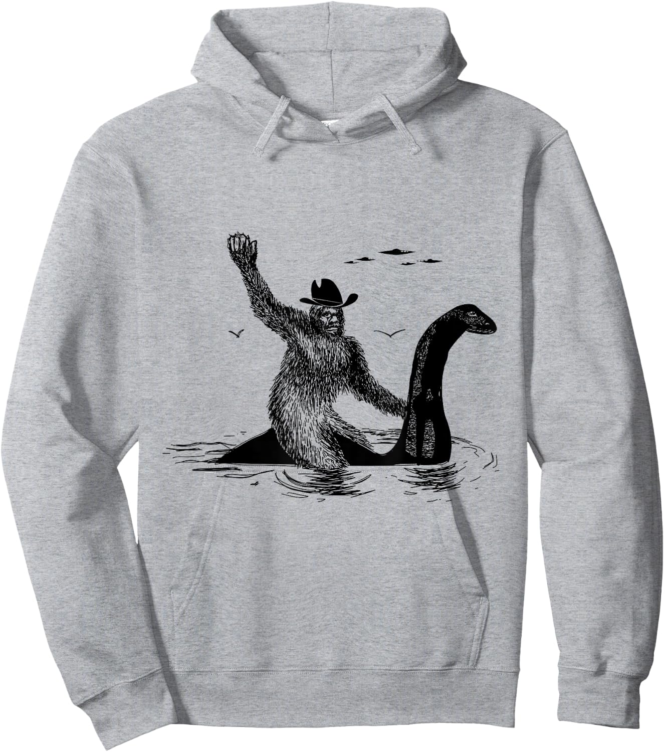 Check out my other Bigfoot Bigfoot Riding on Nessie Lochness, Cowboy, Yeti , Men, -Adults, Grey, Small, Classic Fit, Short Sleeve, Cotton, Polyester Hoodie - Hoodie | Ash