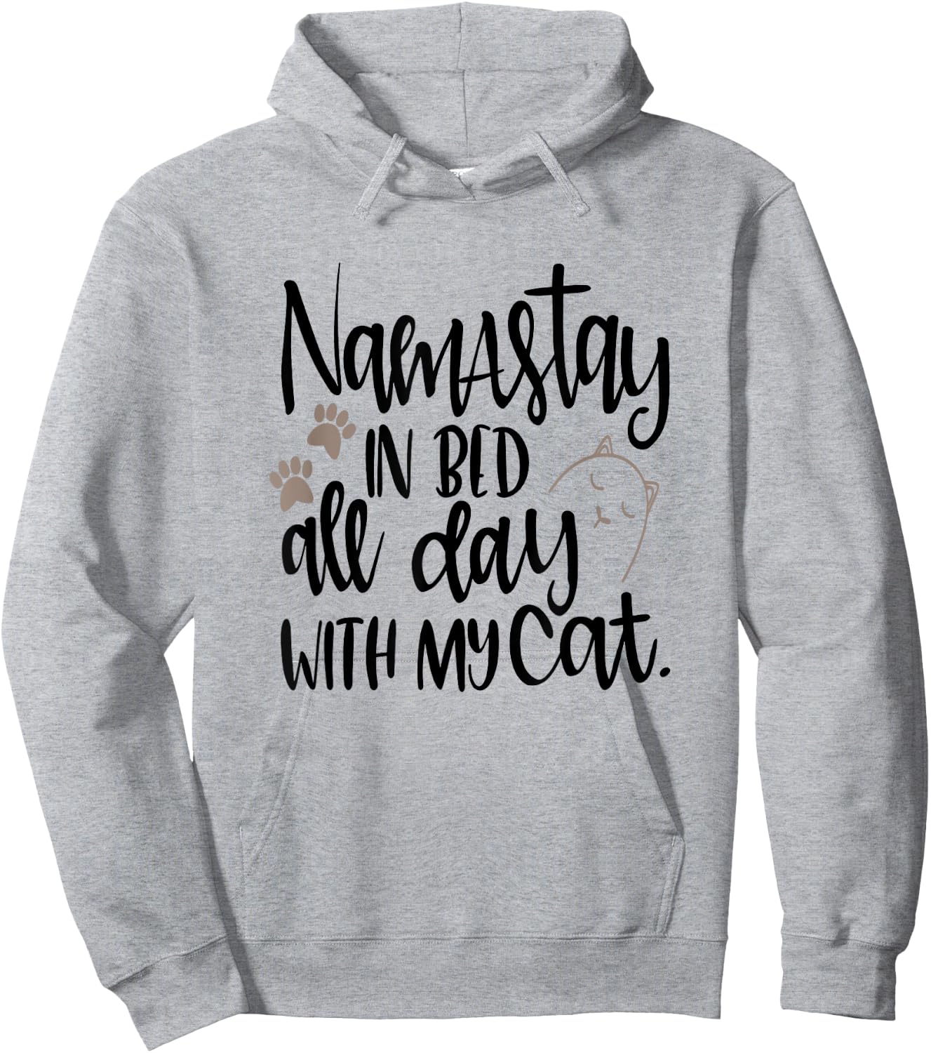 Funny Cat Shirt Namastay In Bed All Day With My Cat Pet Mom Women Girls Kids Hoodie - Hoodie | Ash