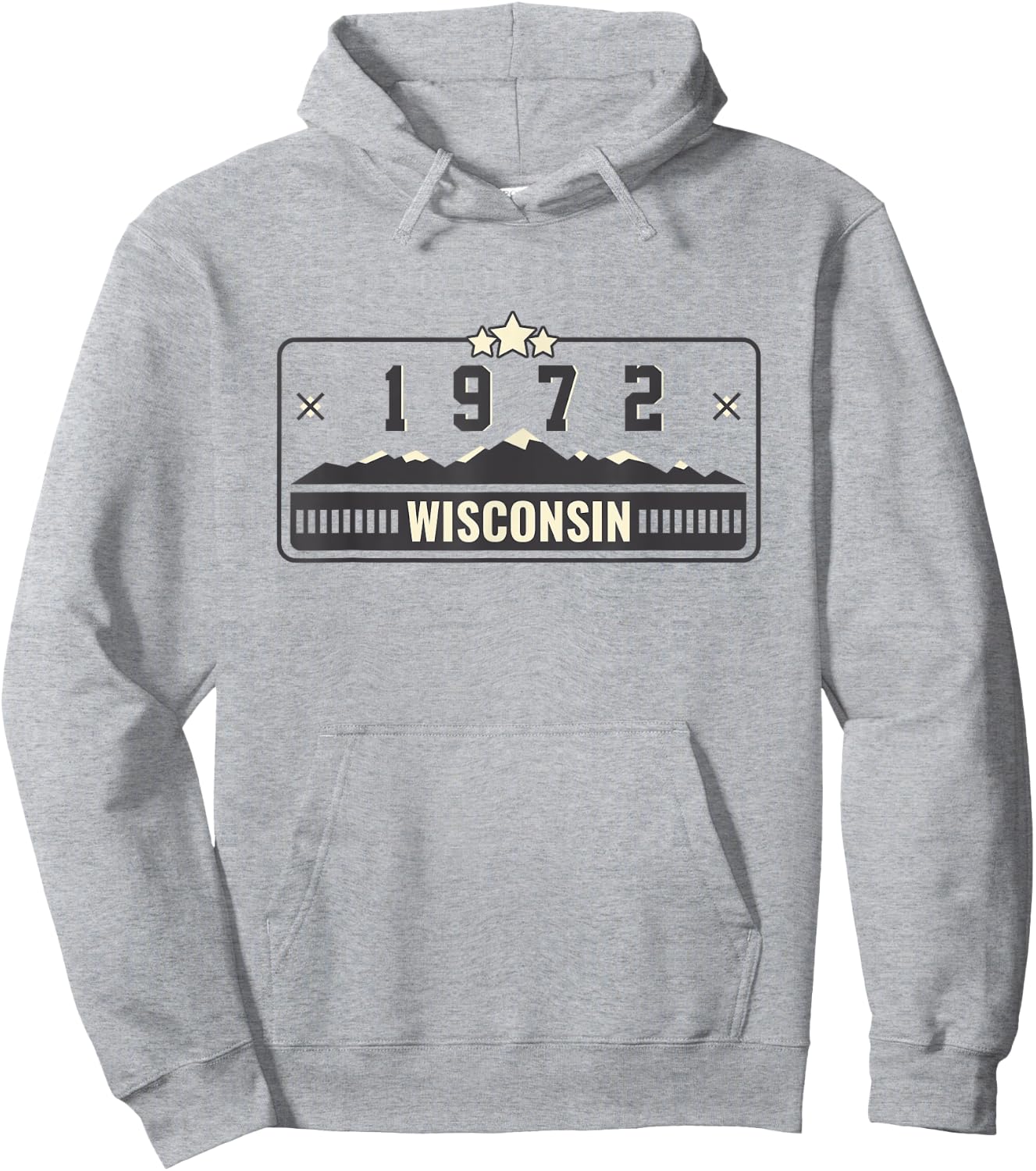 1972 Wisconsin State License Plate Dad Mom Grandpa Birthday Hoodie - Hoodie | Ash
