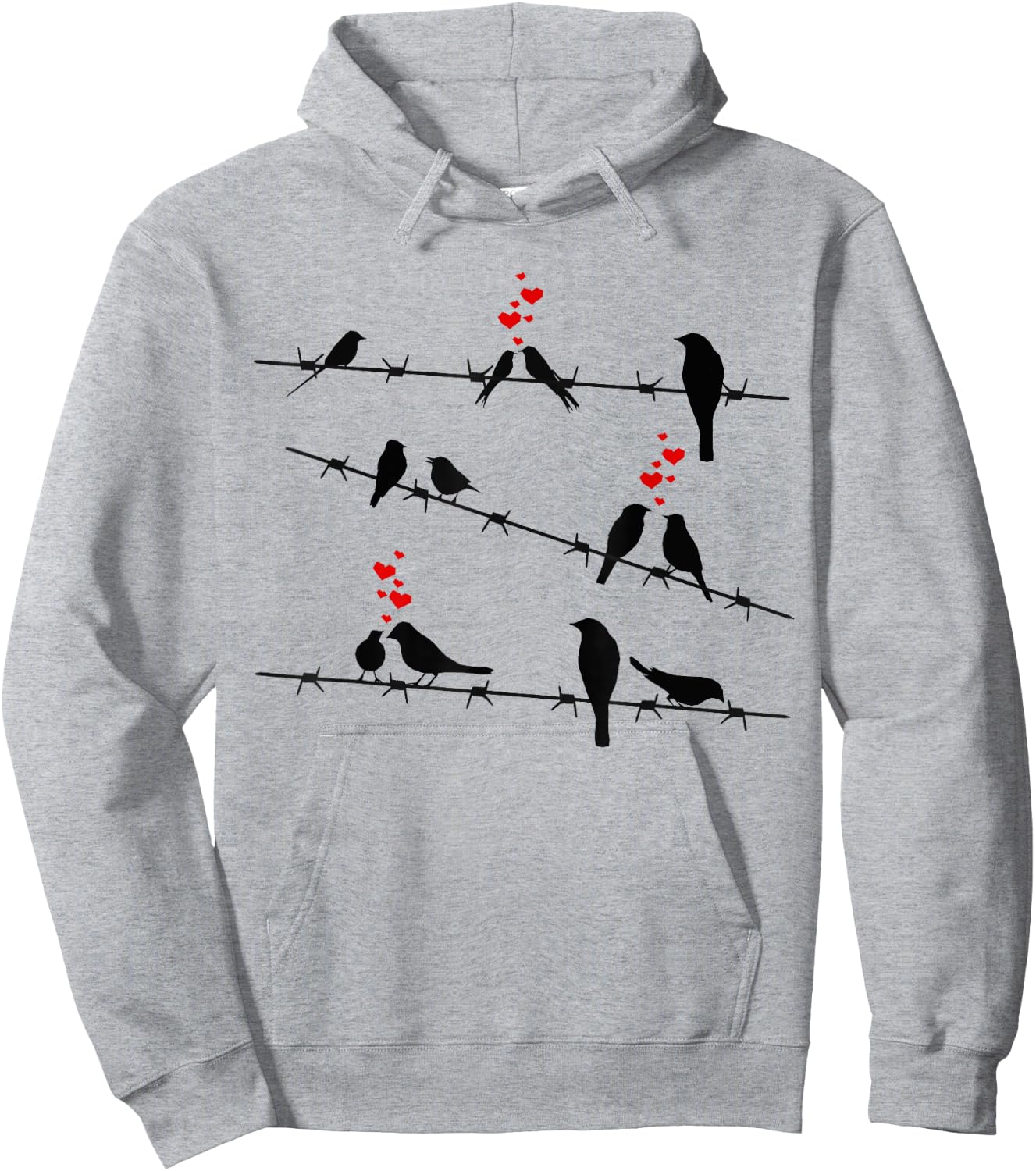 Cute Birds on a Wire Hoodie - Hoodie | Ash