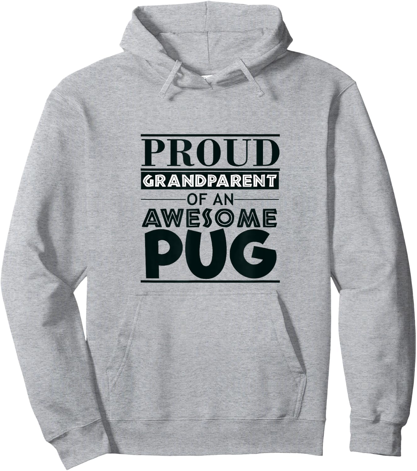 Proud Grandparent Awesome Pug Puppy Dog Gift Shirt Hoodie - Hoodie | Ash