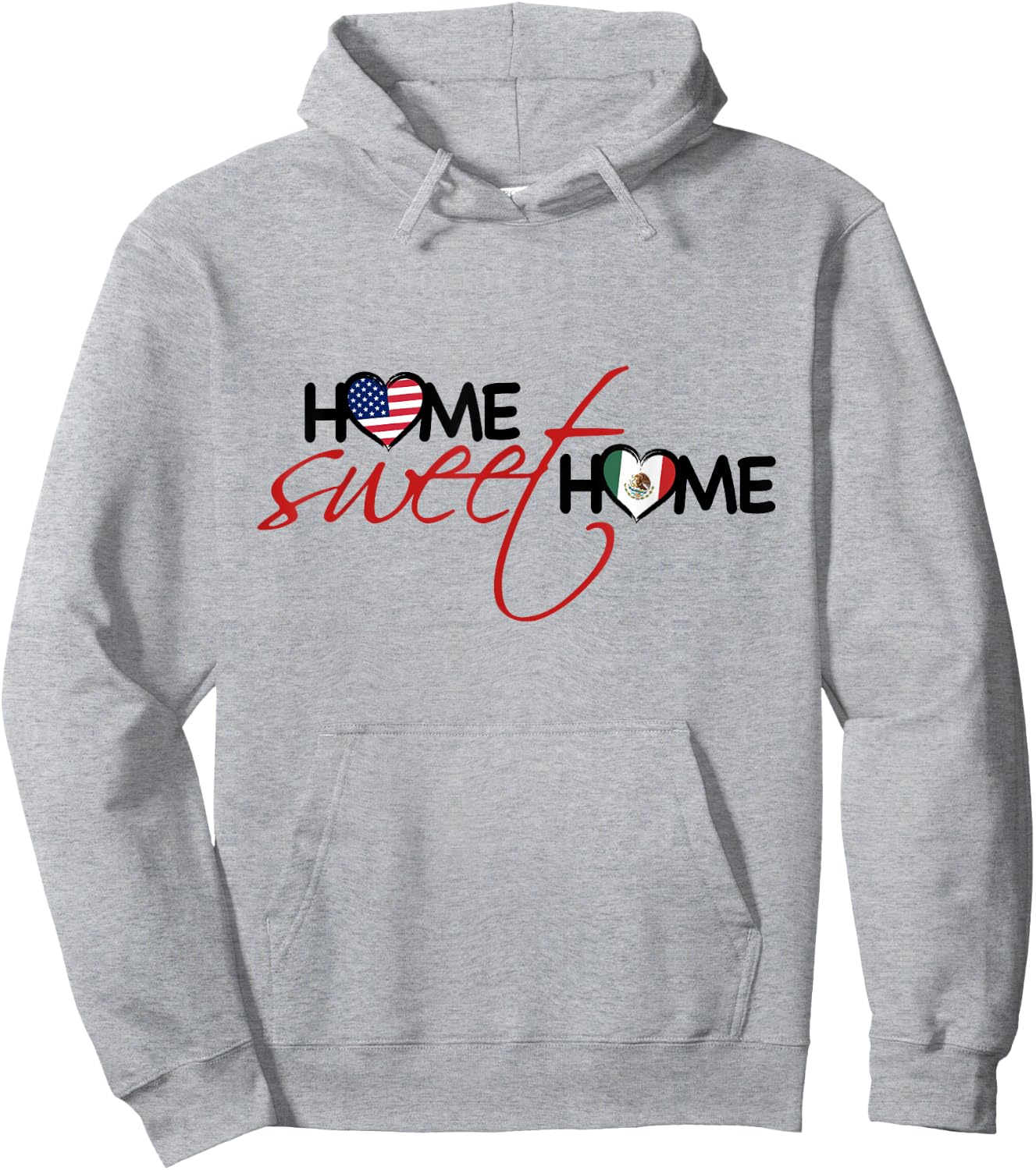 Home Sweet Home USA Mexico Flag Heart Love & Patriotism Hoodie - Hoodie | Ash
