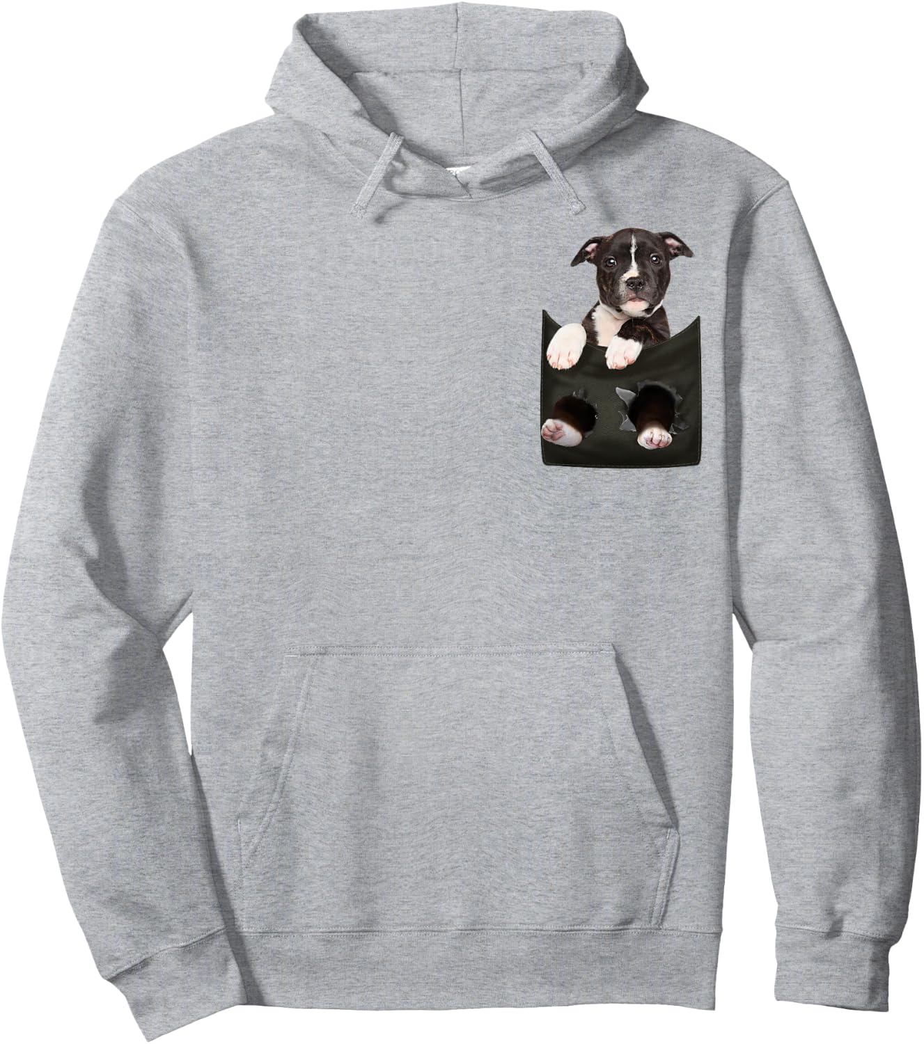 Pitbull In Pocket Puppy T Shirt Hoodie - Hoodie | Ash
