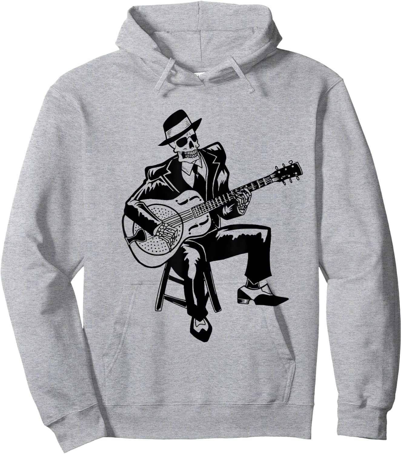 Skeleton Guitar Player Bluesman Vintage Blues Guitarist Hoodie - Hoodie | Ash