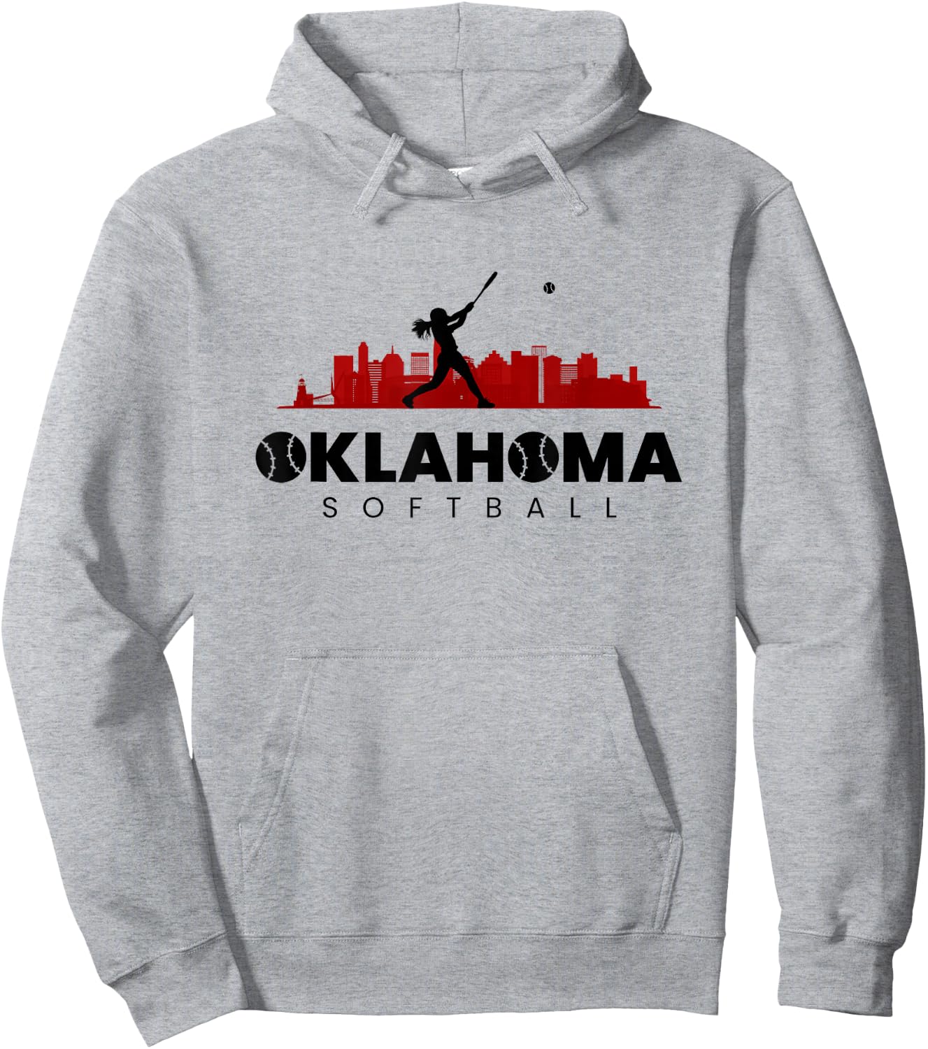 Oklahoma Softball Vintage Minimalist City Softball Lover Hoodie - Hoodie | Ash