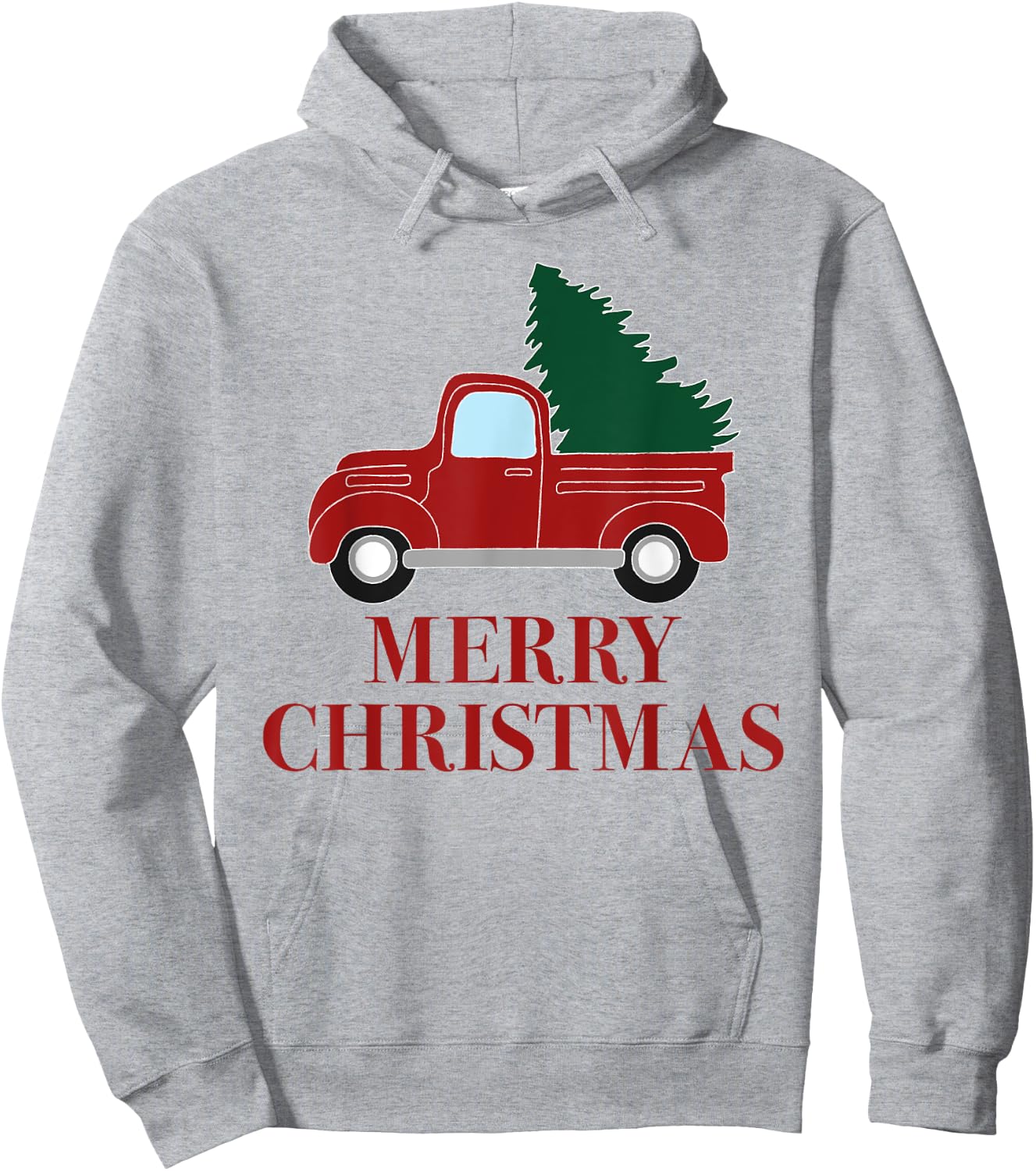 Vintage Red Truck with Christmas Tree Hoodie - Hoodie | Ash