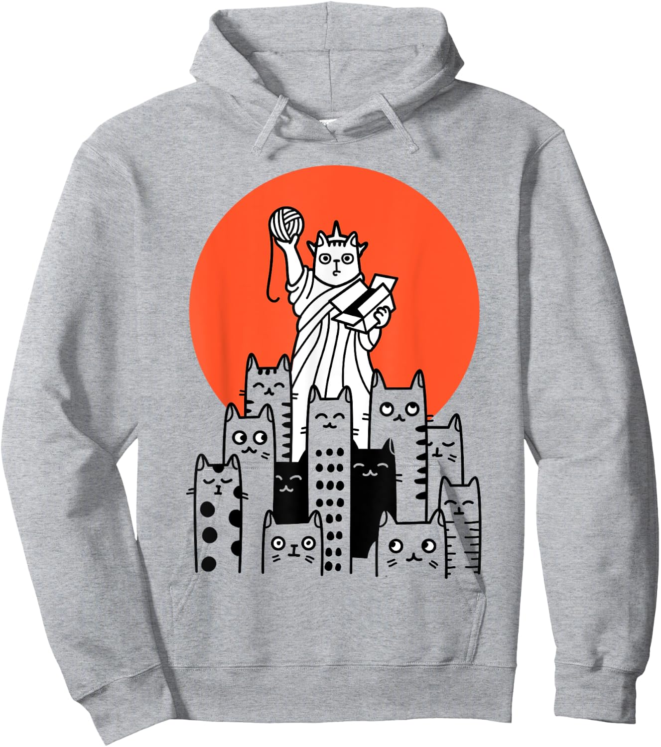 Cat in New York, NYC, America, USA, Patriot, Manhattan Hoodie - Hoodie | Ash