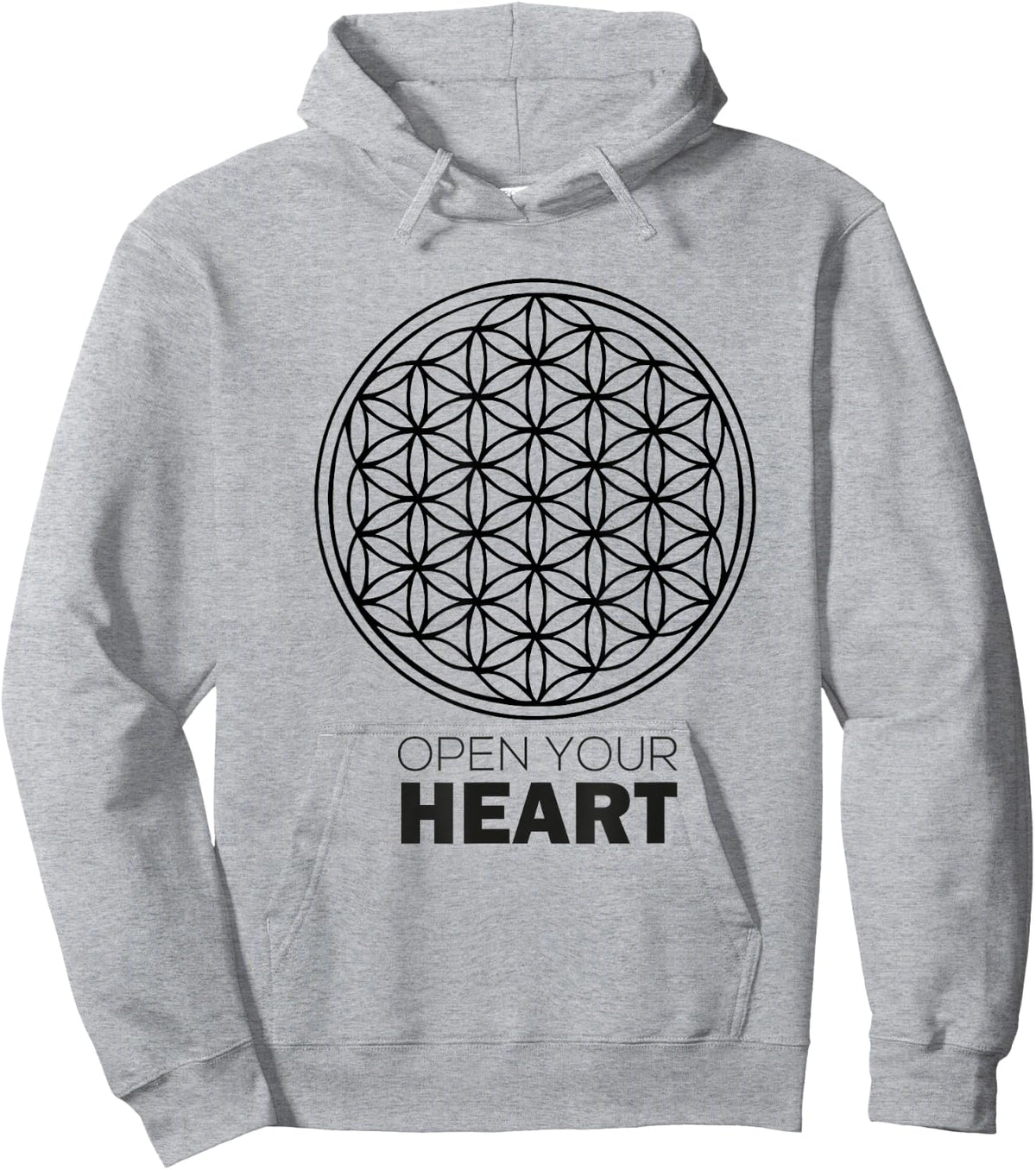 Flower Of Life - Open Your Heart. Sacred Geometry Hoodie - Hoodie | Ash