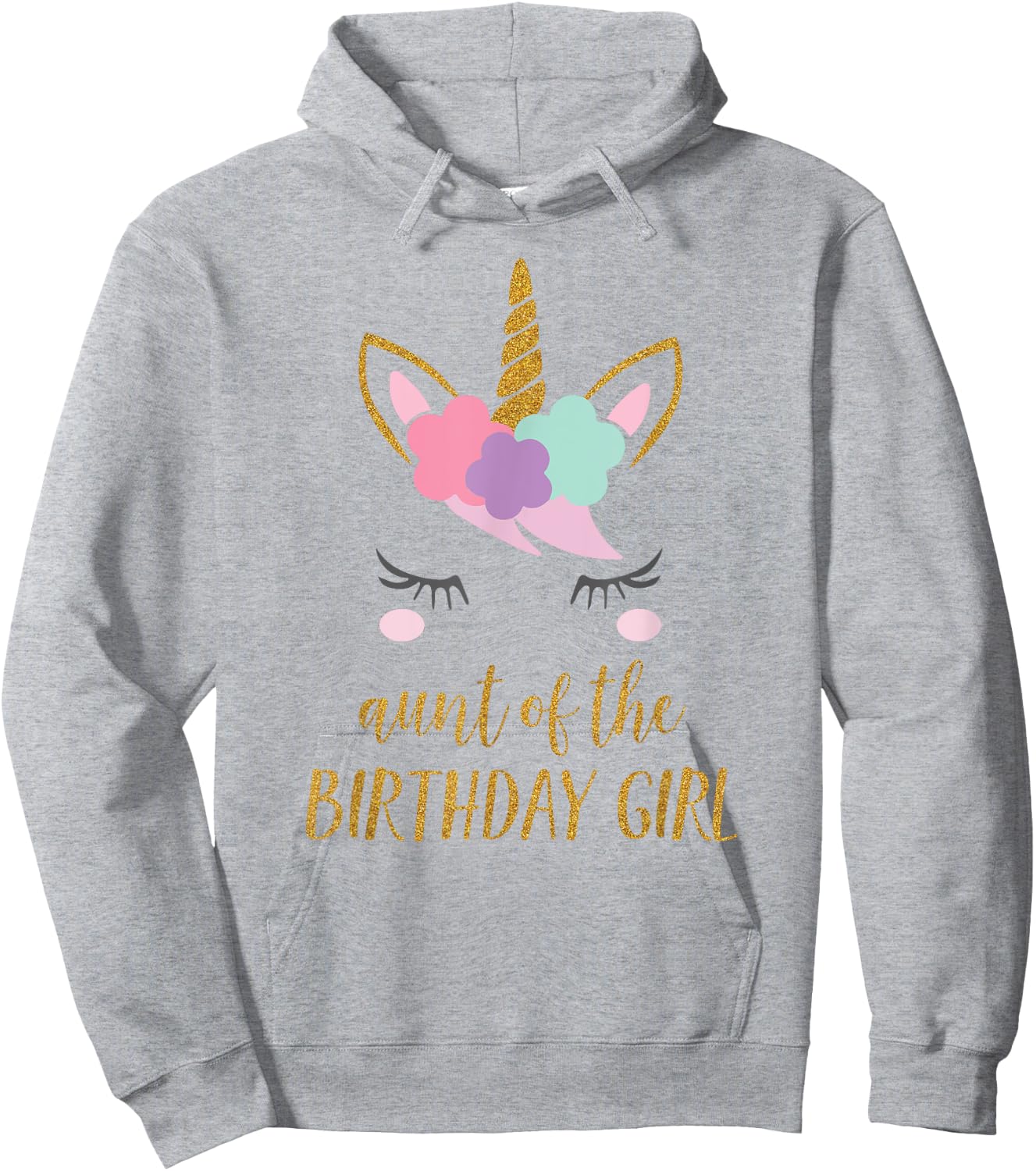 Cute Unicorn Aunt Shirt, Aunt of the Birthday Girl Hoodie - Hoodie | Ash